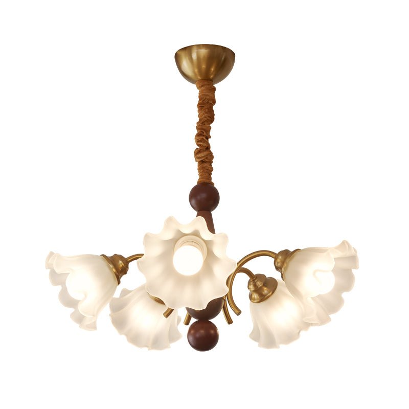 Ilvinan Traditional Elegance Wood Glass Chandelier-Neutral Decor