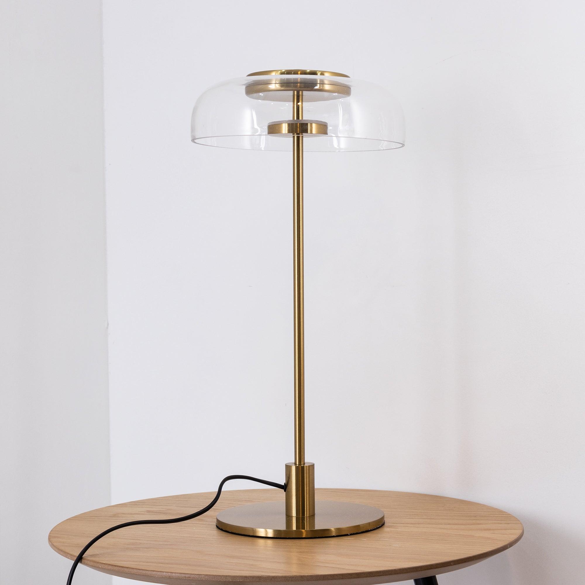Salem Table Lamp Clear Glass Shade Wood Base-Neutral Decor