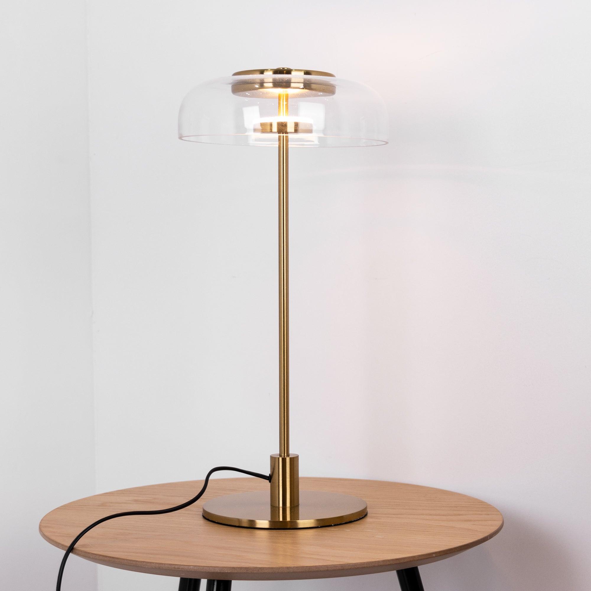 Salem Table Lamp Clear Glass Shade Wood Base-Neutral Decor