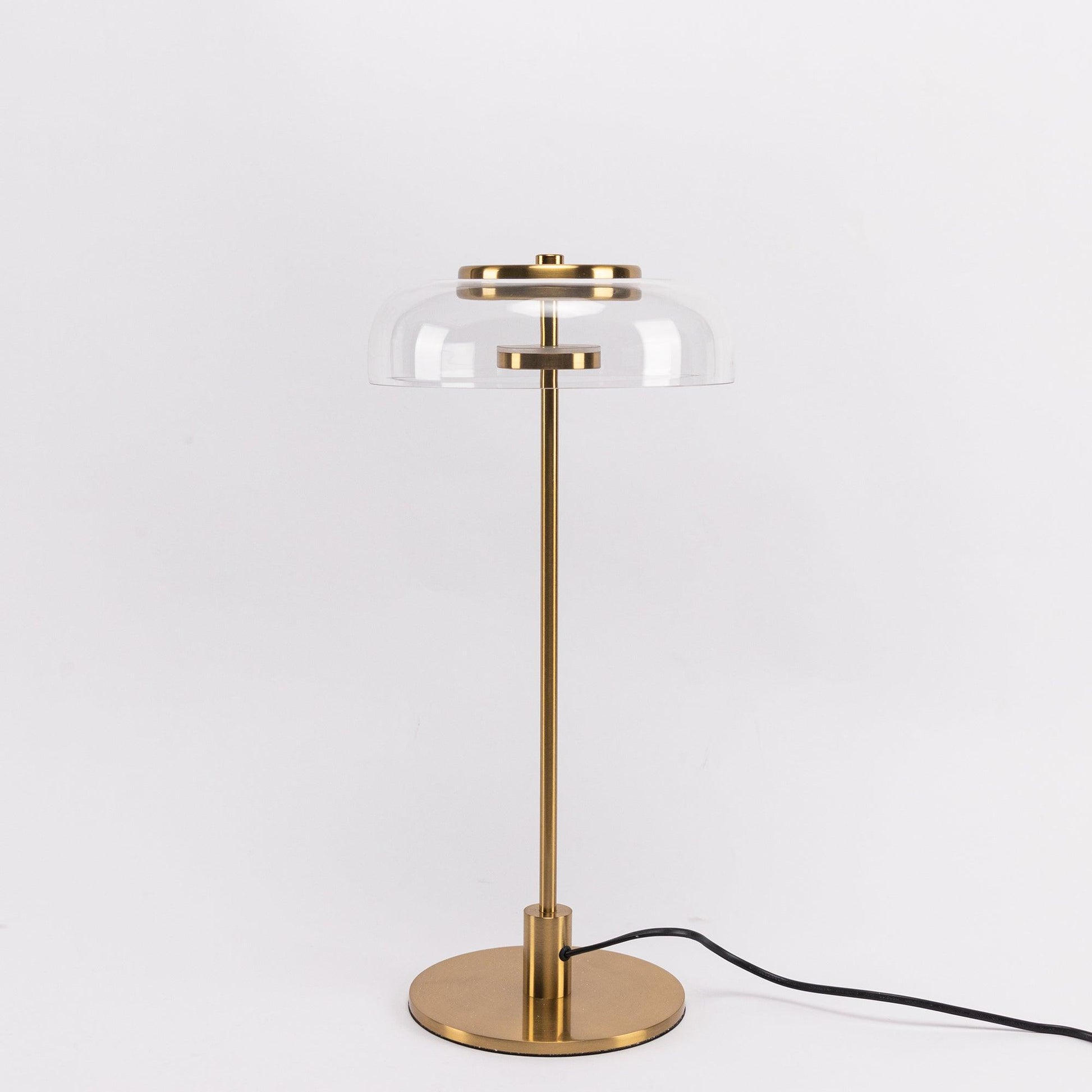 Salem Table Lamp Clear Glass Shade Wood Base-Neutral Decor