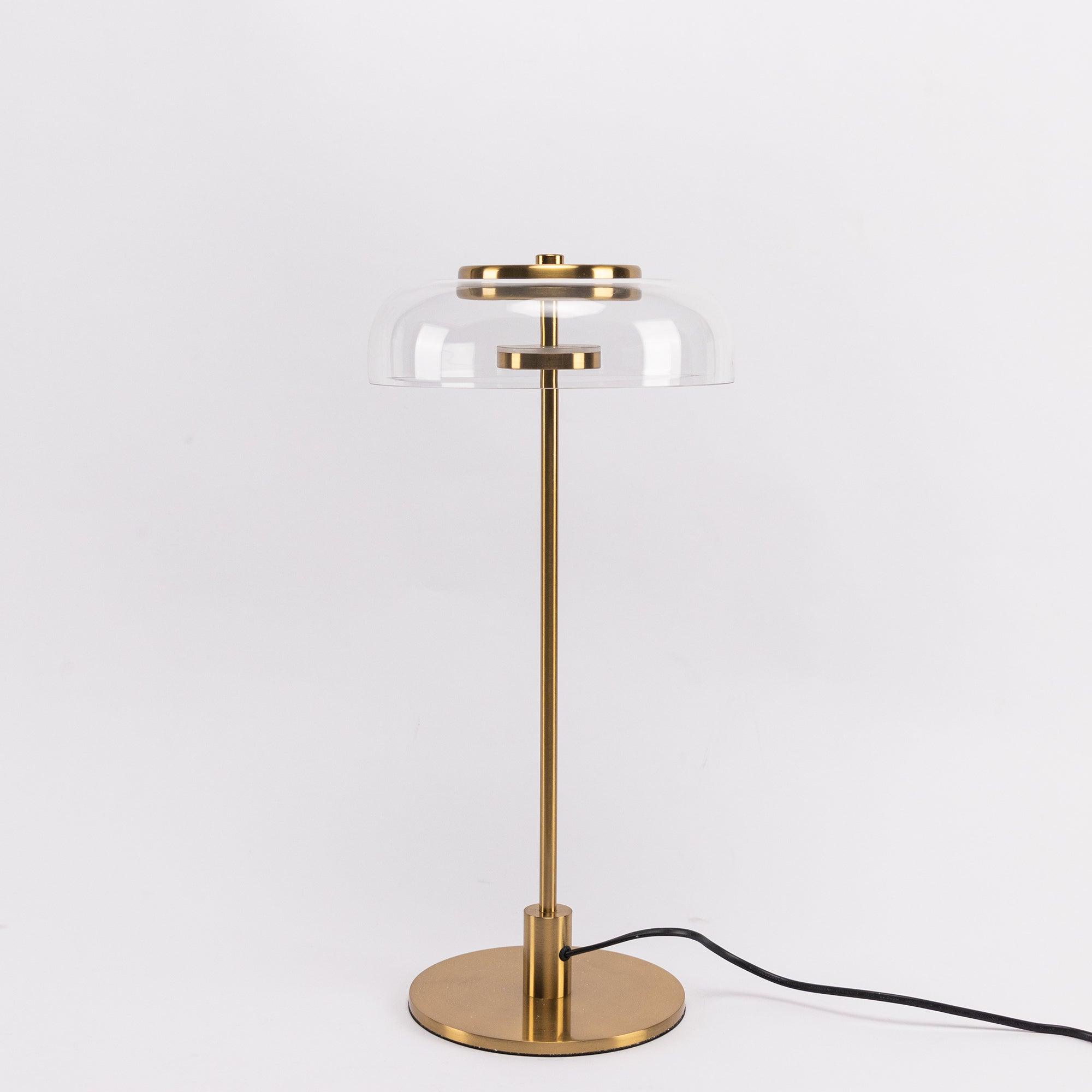 Salem Table Lamp Clear Glass Shade Wood Base-Neutral Decor