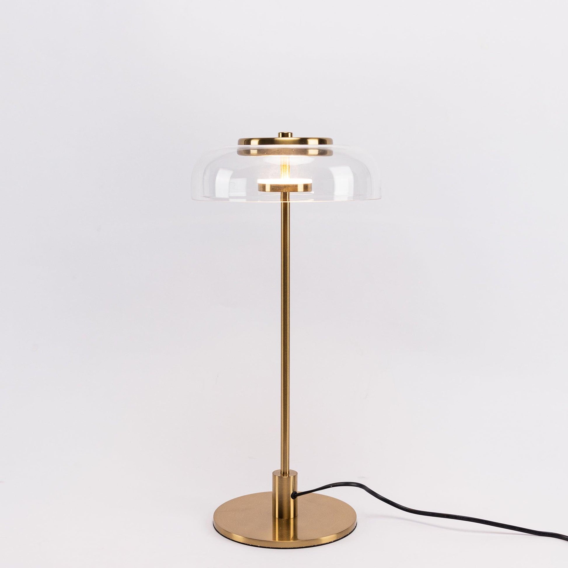 Salem Table Lamp Clear Glass Shade Wood Base-Neutral Decor