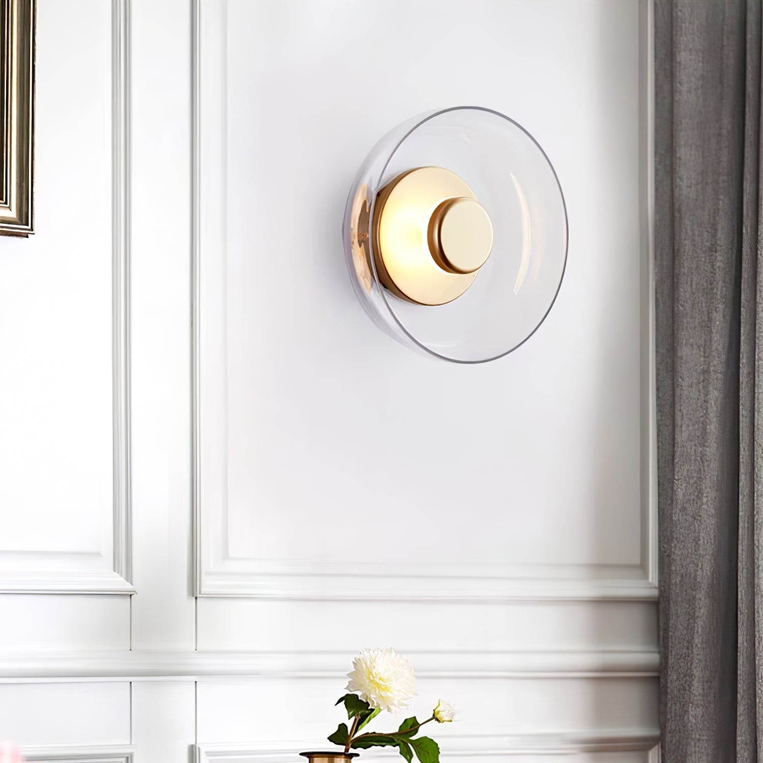 Aether Brass Glass Wall Light-Neutral Decor