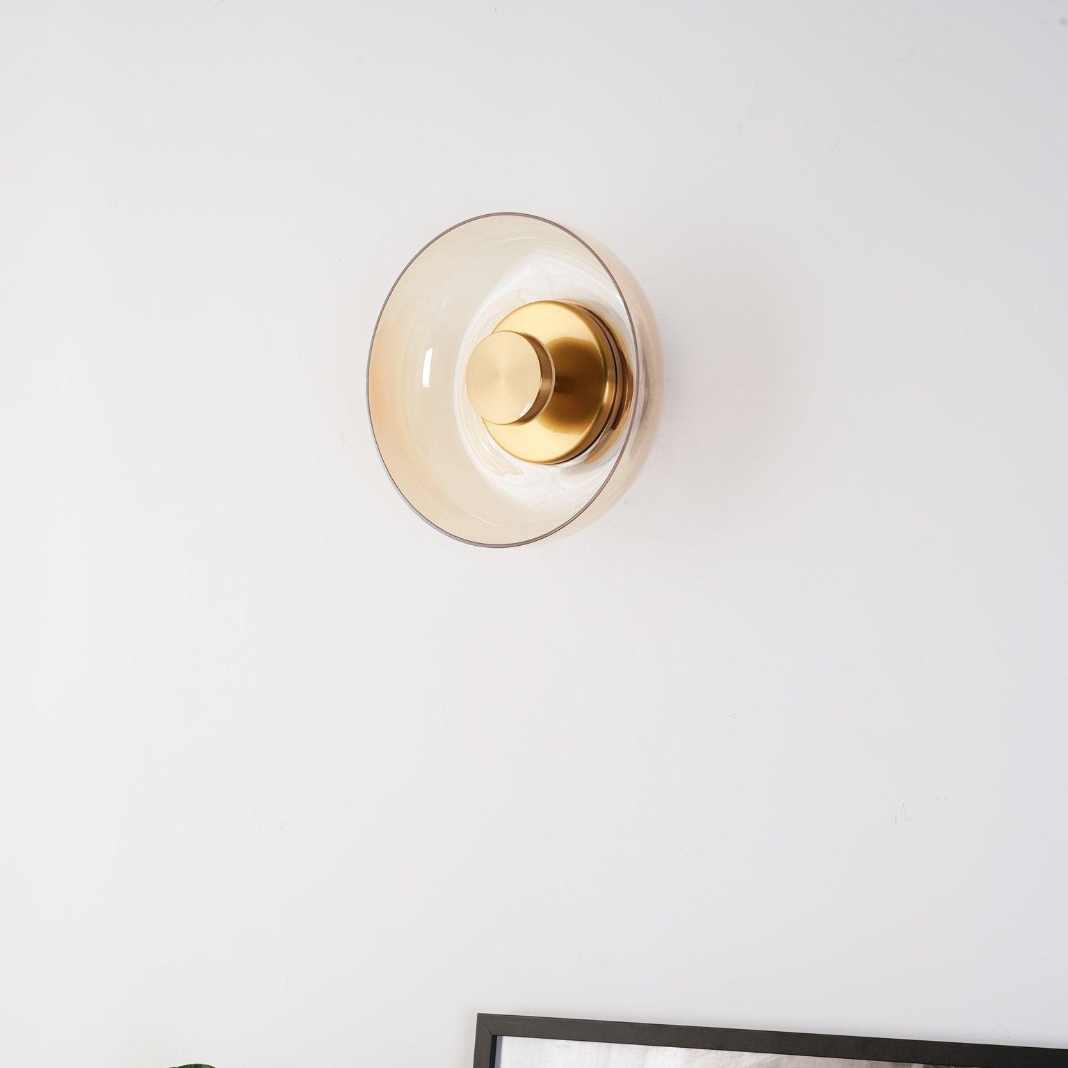 Aether Brass Glass Wall Light-Neutral Decor