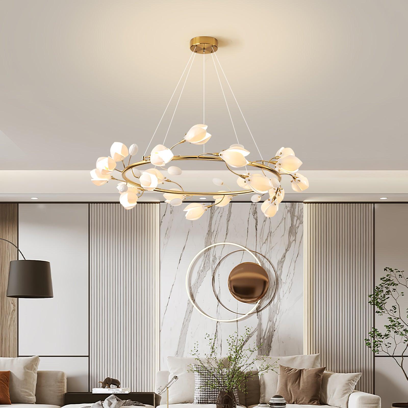 Uvess Premium Elegance Ceramic Chandelier-Neutral Decor
