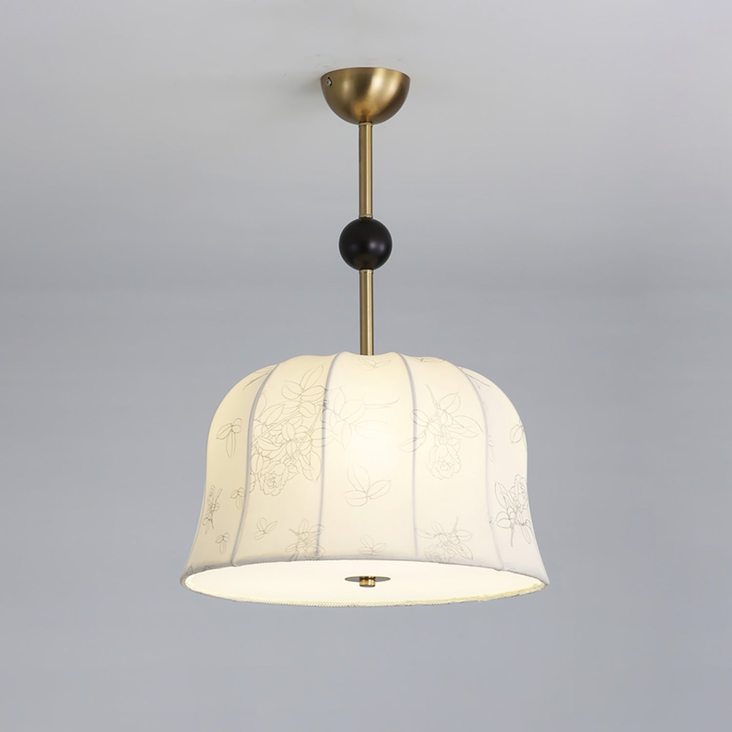 Avnoren Blossom Curve Fabric Wood Pendant Lamp-Neutral Decor