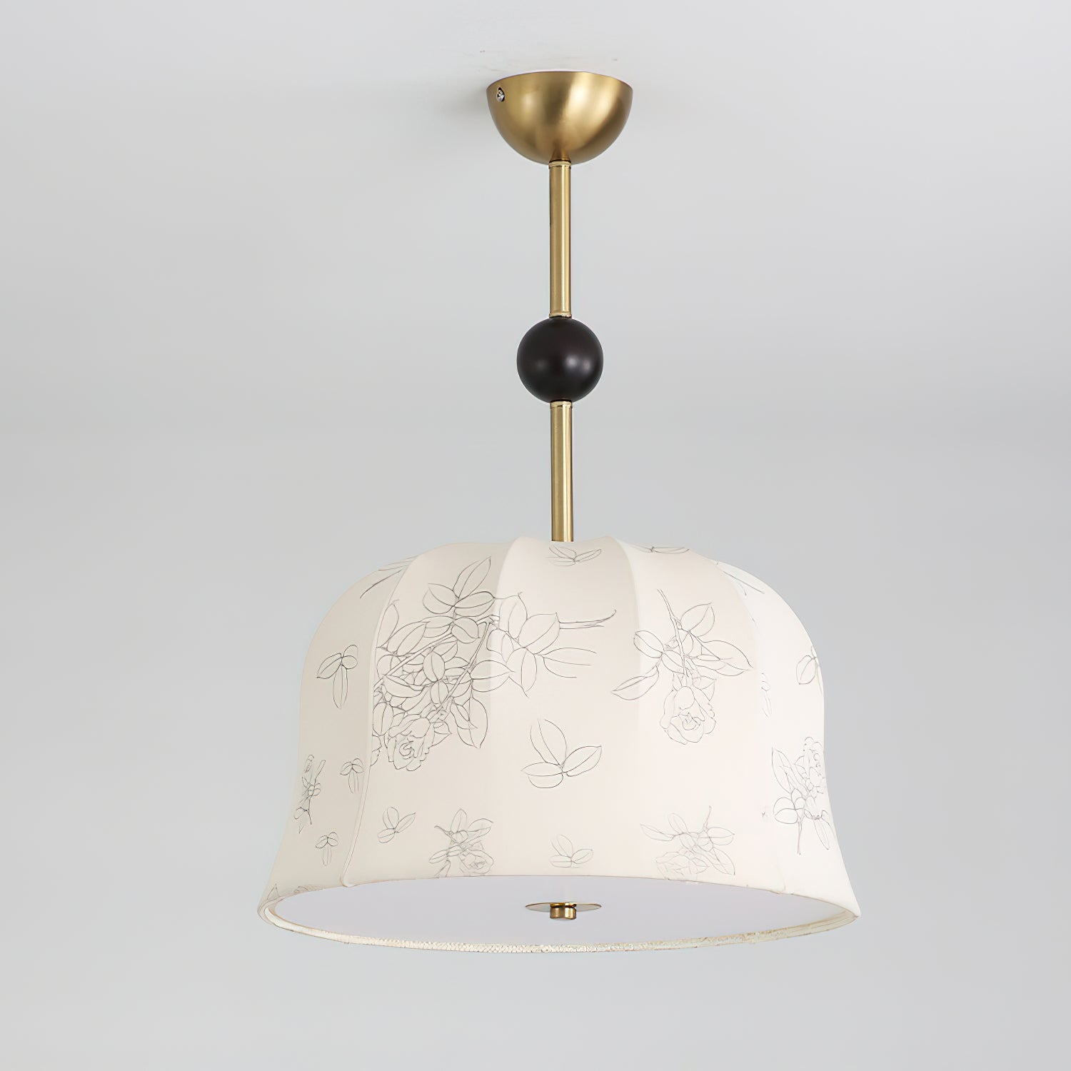 Avnoren Blossom Curve Fabric Wood Pendant Lamp-Neutral Decor