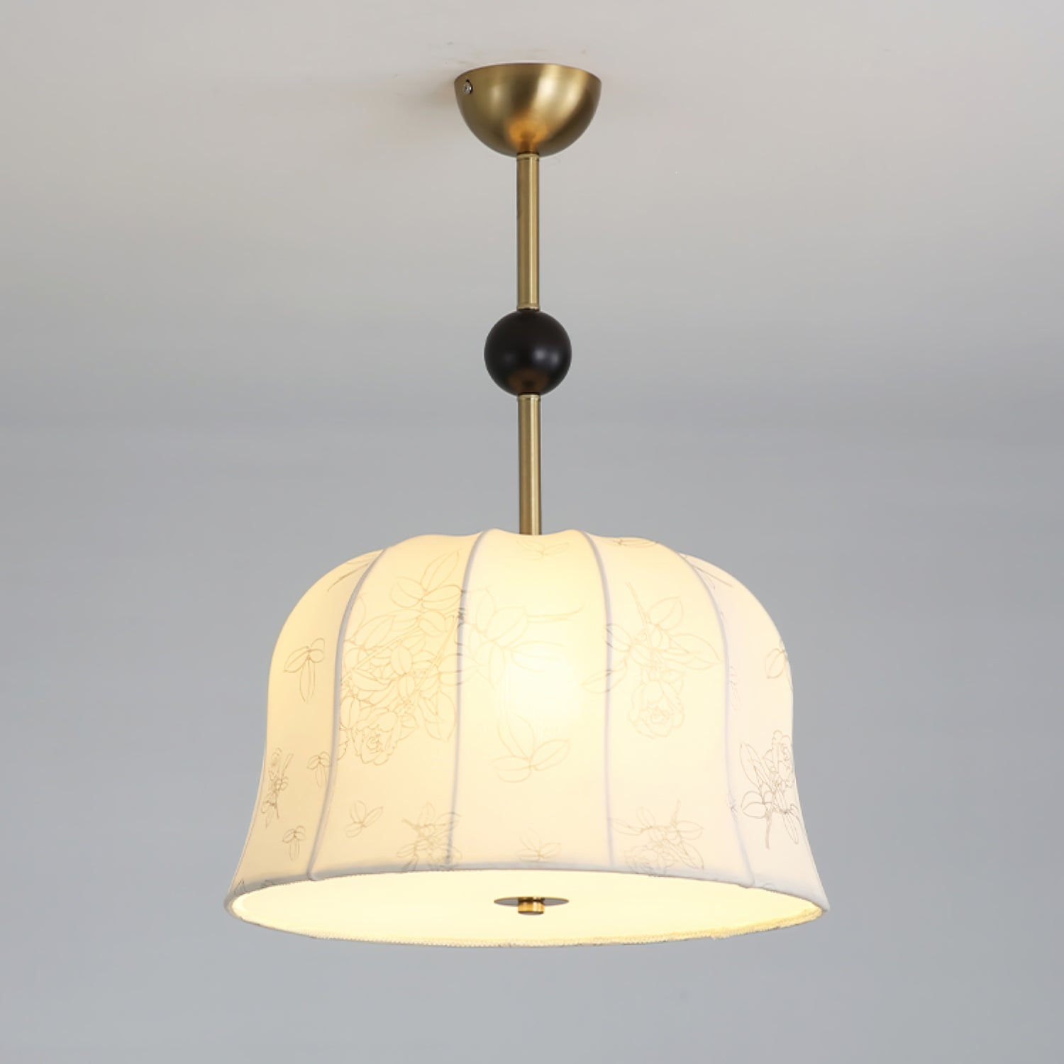 Avnoren Blossom Curve Fabric Wood Pendant Lamp-Neutral Decor