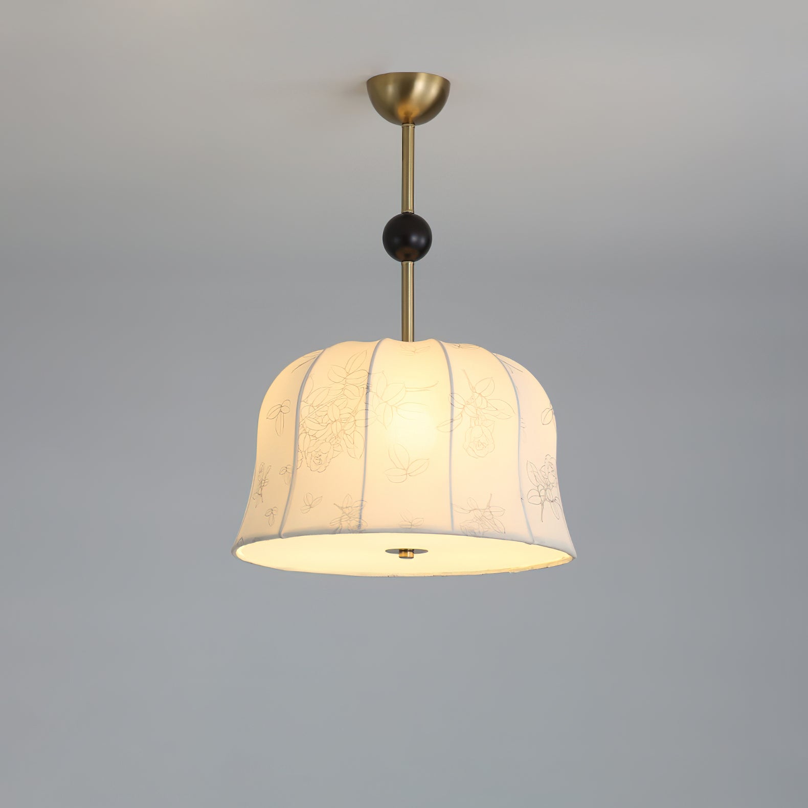Avnoren Blossom Curve Fabric Wood Pendant Lamp-Neutral Decor