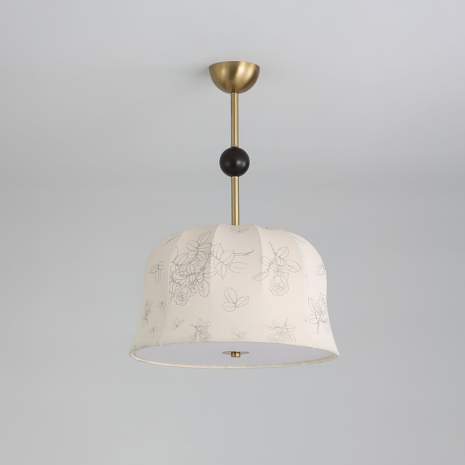 Avnoren Blossom Curve Fabric Wood Pendant Lamp-Neutral Decor
