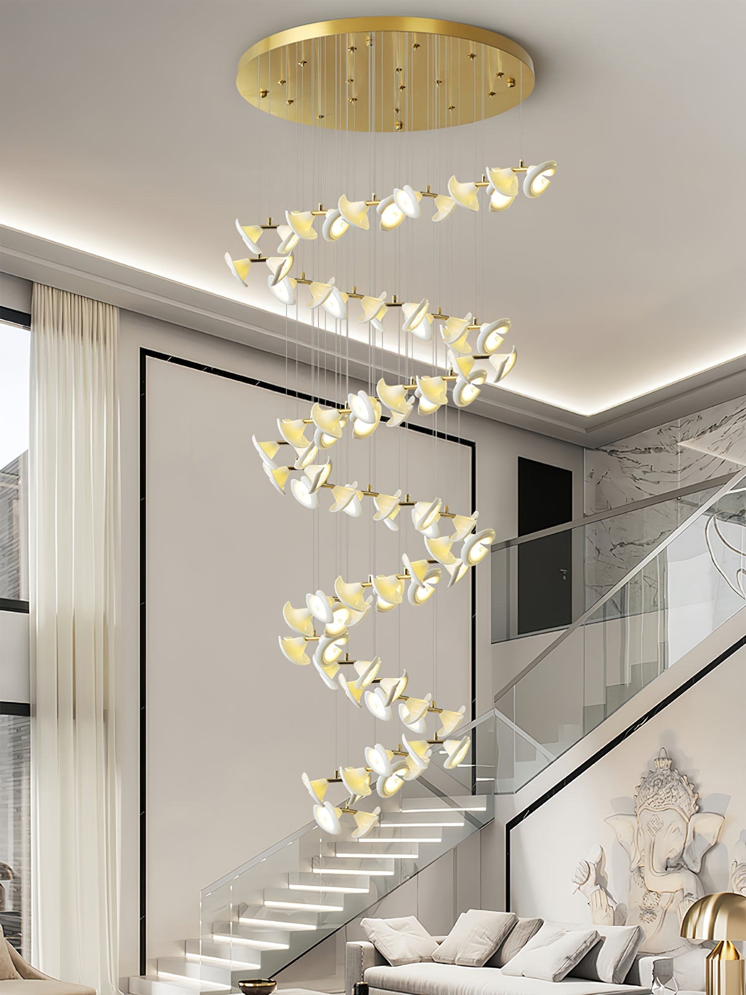 Ernoreth Art Deco Ceramic Chandelier-Neutral Decor