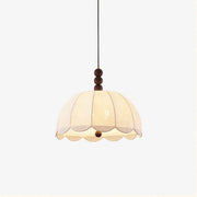 Syphaen Traditional Blossom Fabric Wood Pendant Light-Neutral Decor