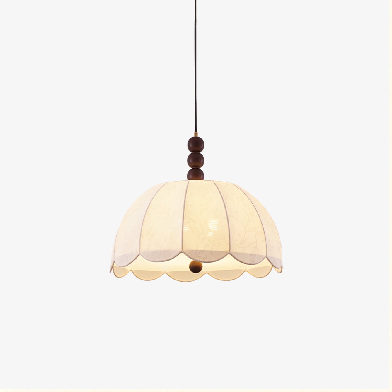 Syphaen Traditional Blossom Fabric Wood Pendant Light-Neutral Decor