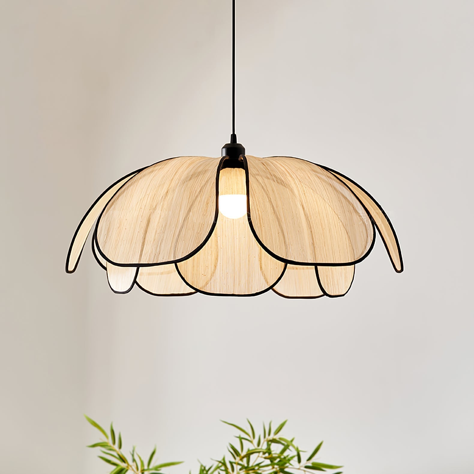 Elthaus Blossom Leaf Fiber Pendant Lamp-Neutral Decor