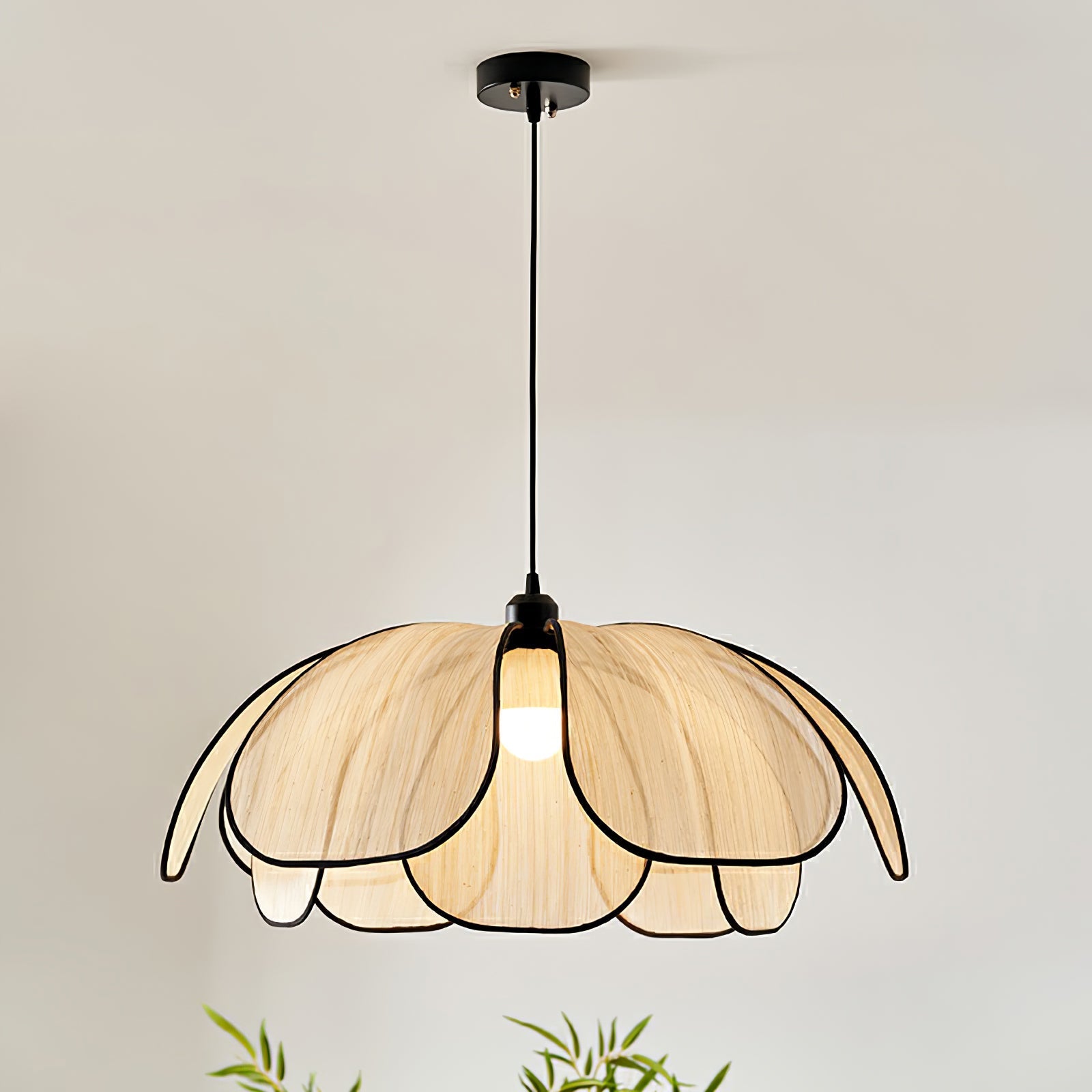 Elthaus Blossom Leaf Fiber Pendant Lamp-Neutral Decor