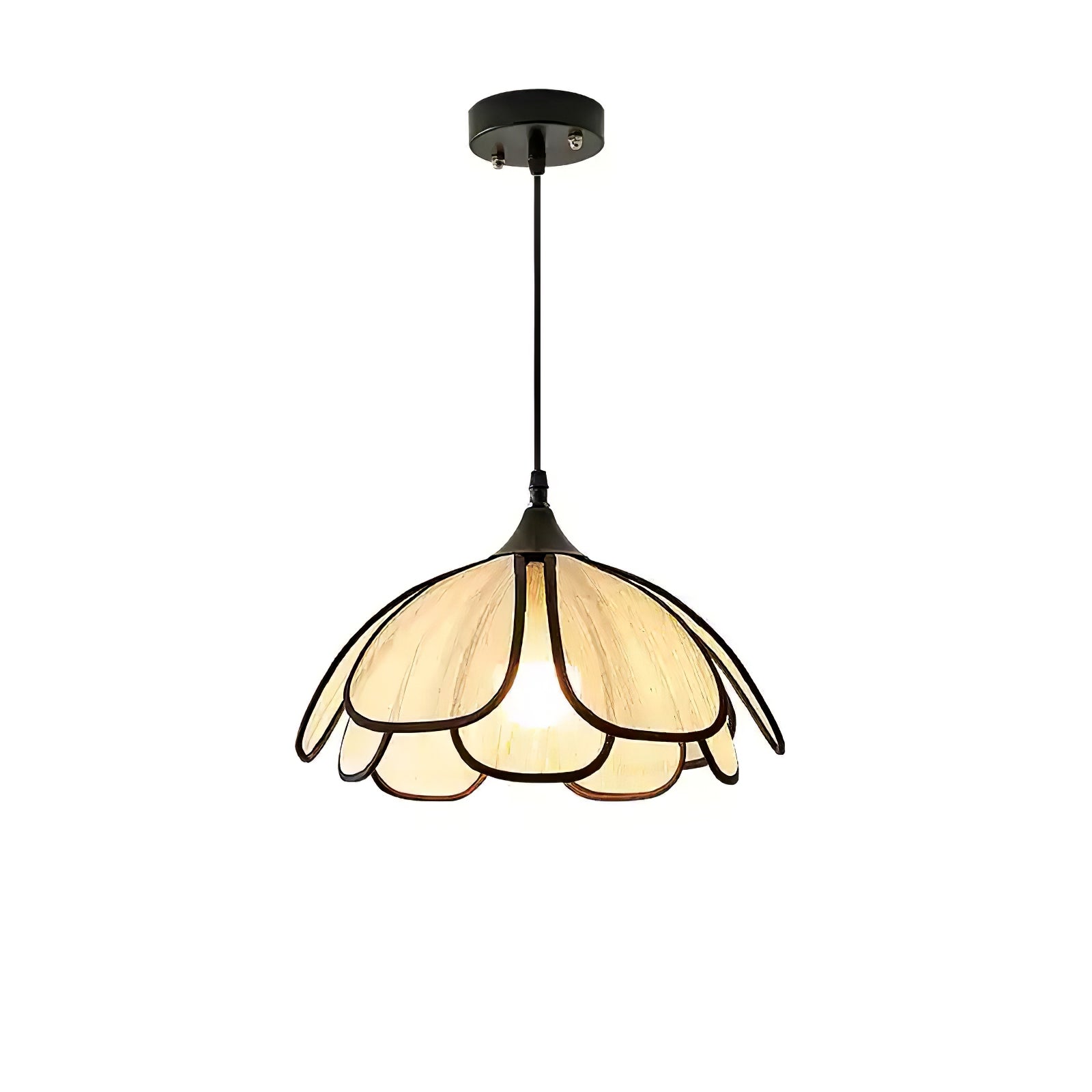 Elthaus Blossom Leaf Fiber Pendant Lamp-Neutral Decor