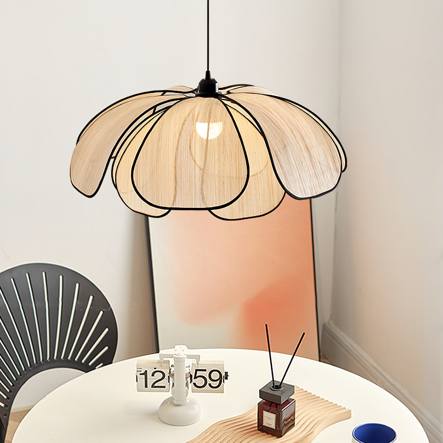 Elthaus Blossom Leaf Fiber Pendant Lamp-Neutral Decor