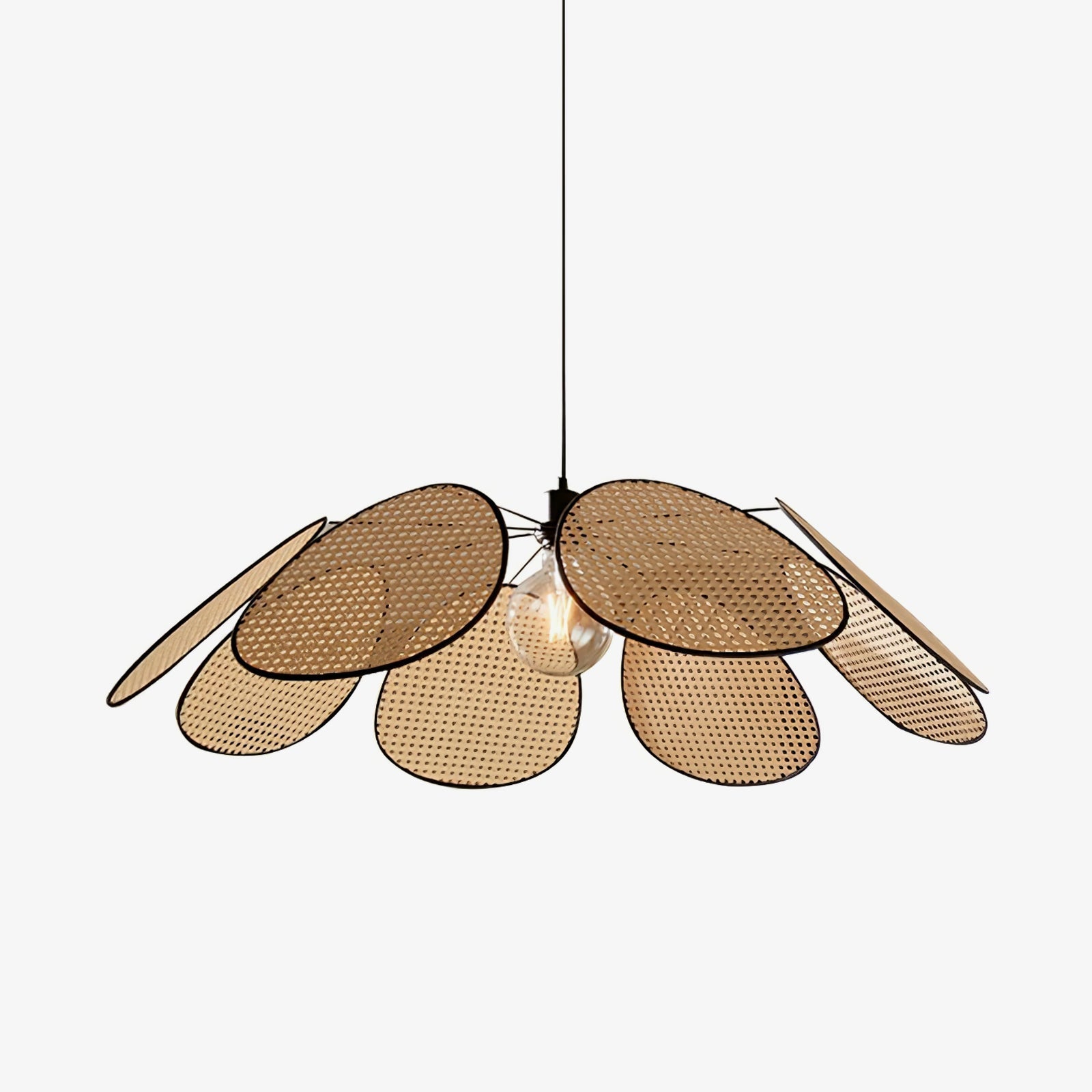 Orvara Blossom Petal Rattan Pendant Lamp-Neutral Decor