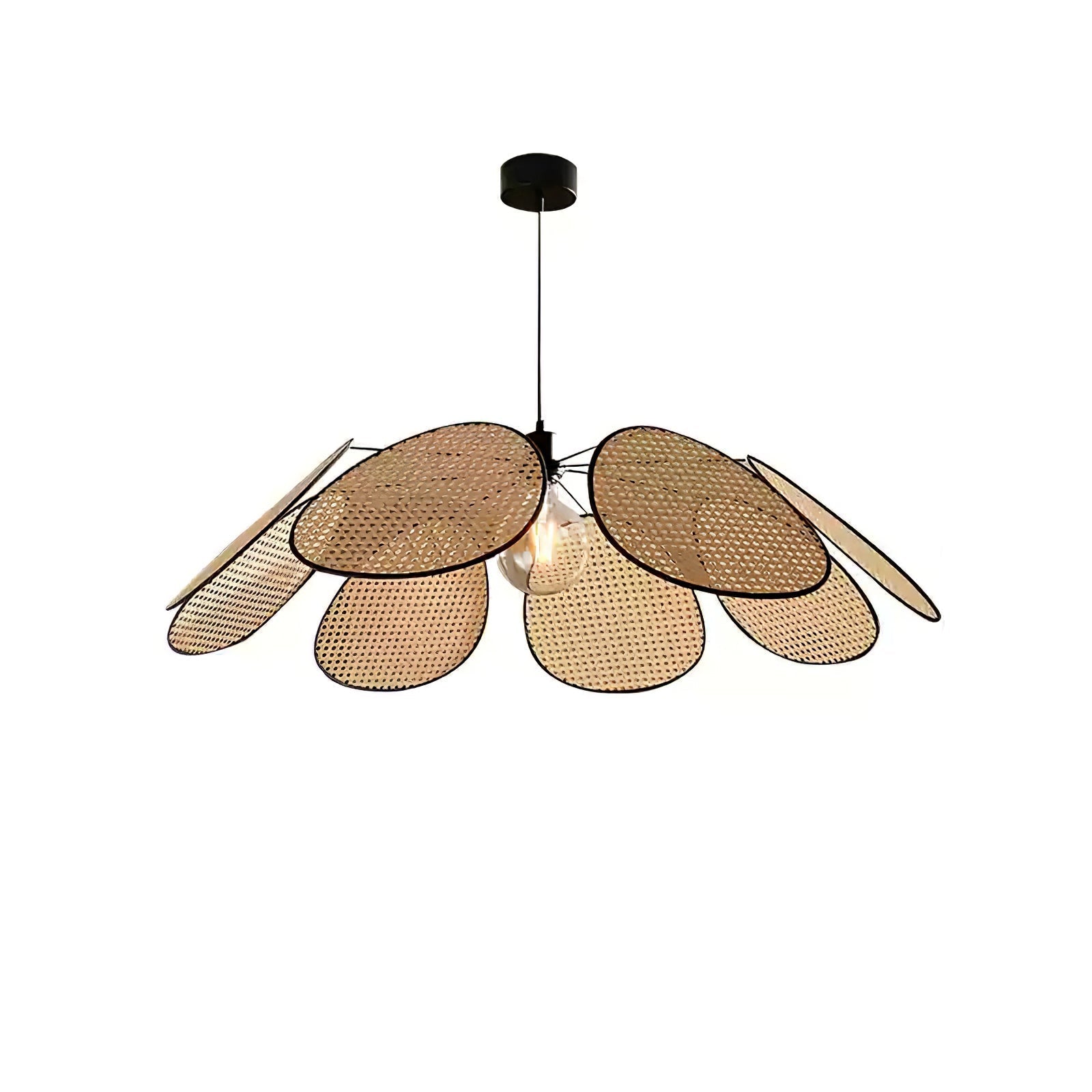 Orvara Blossom Petal Rattan Pendant Lamp-Neutral Decor
