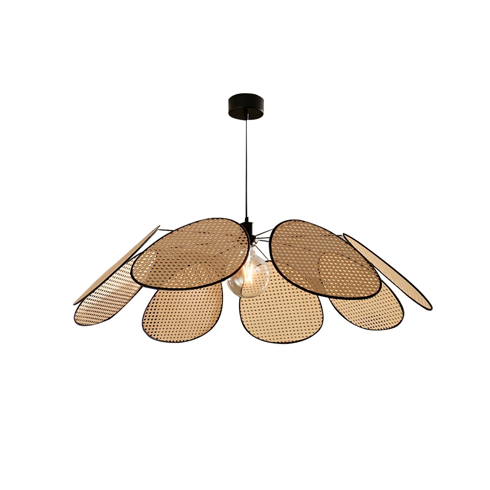 Orvara Blossom Petal Rattan Pendant Lamp-Neutral Decor