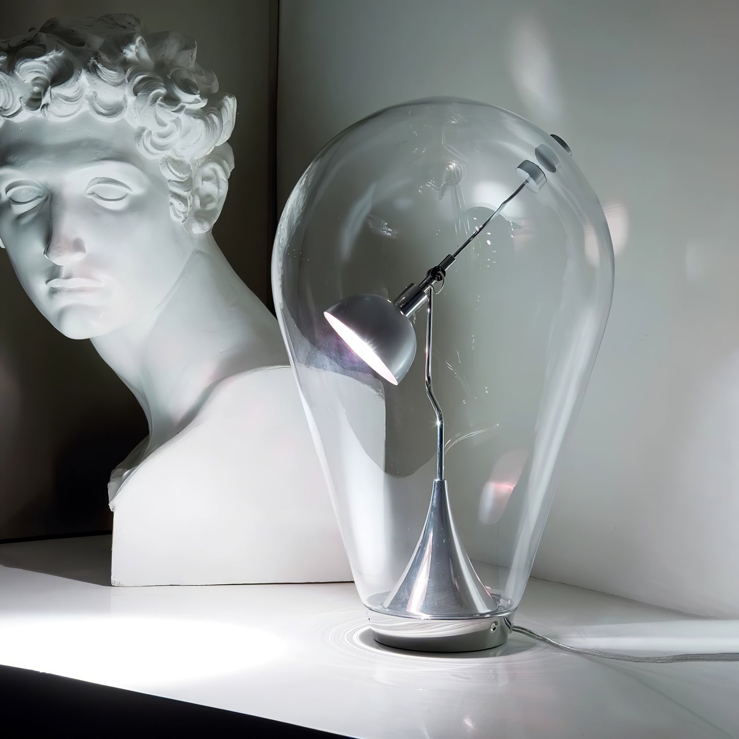 Veroce Glass Industrial Table Lamp-Neutral Decor