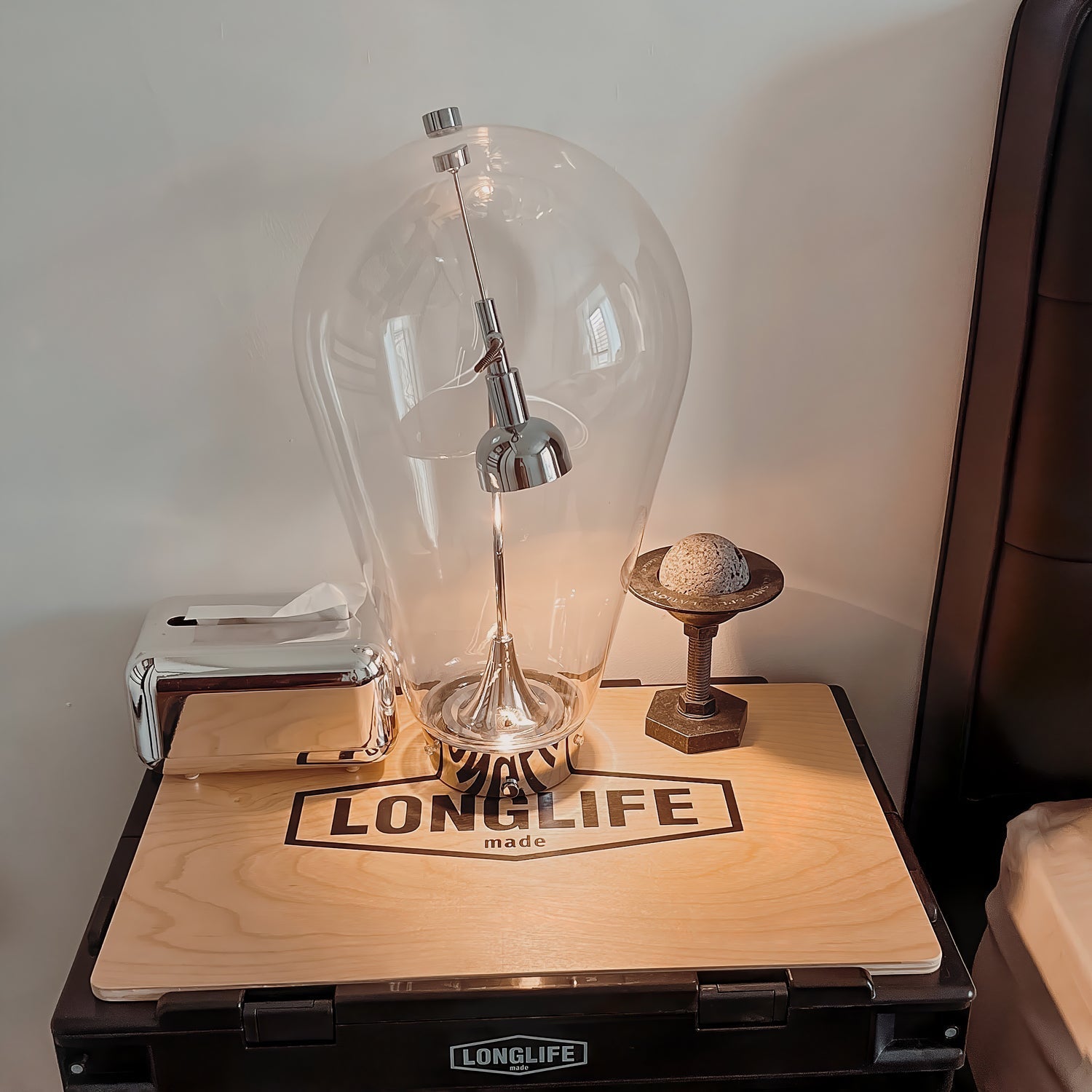 Veroce Glass Industrial Table Lamp-Neutral Decor