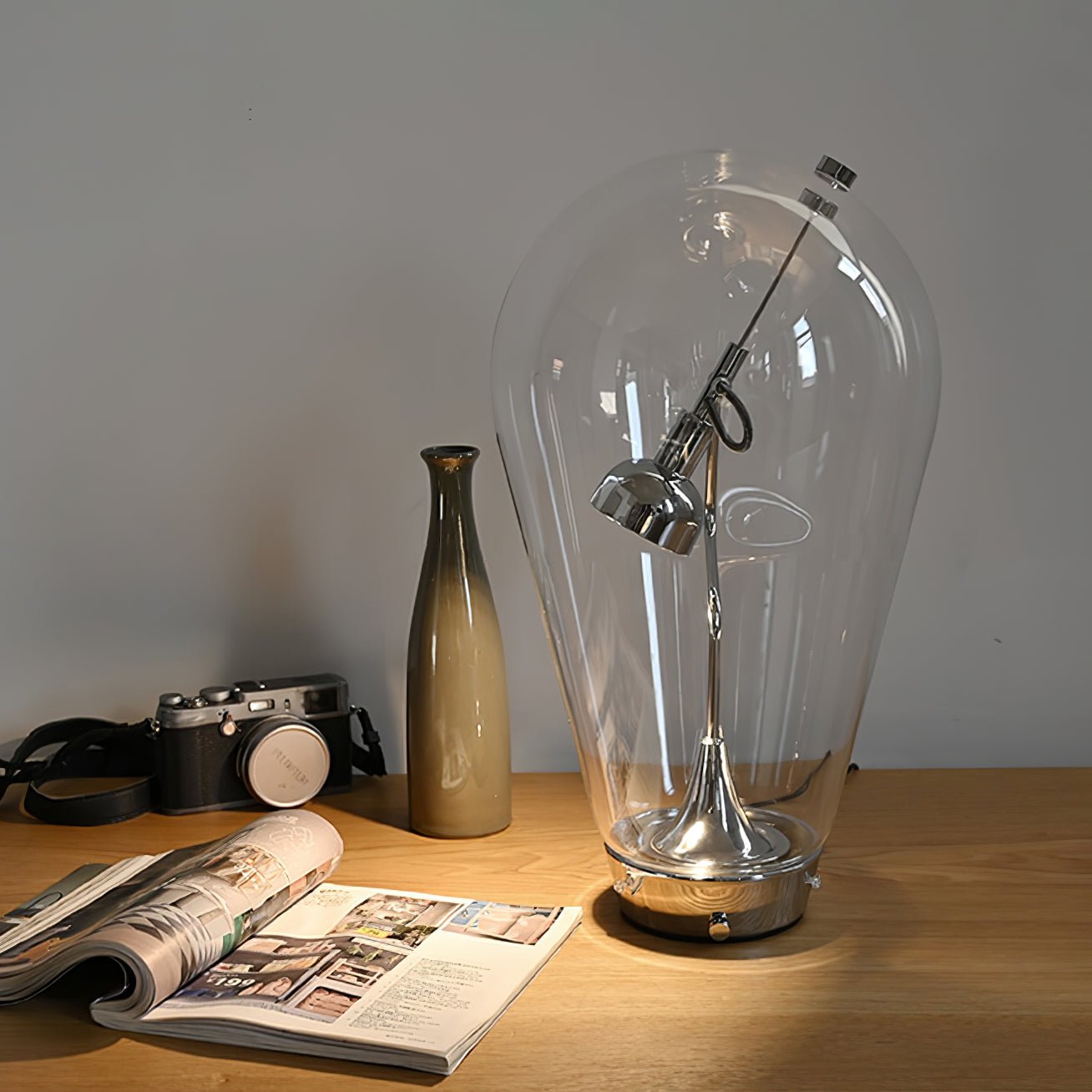 Veroce Glass Industrial Table Lamp-Neutral Decor