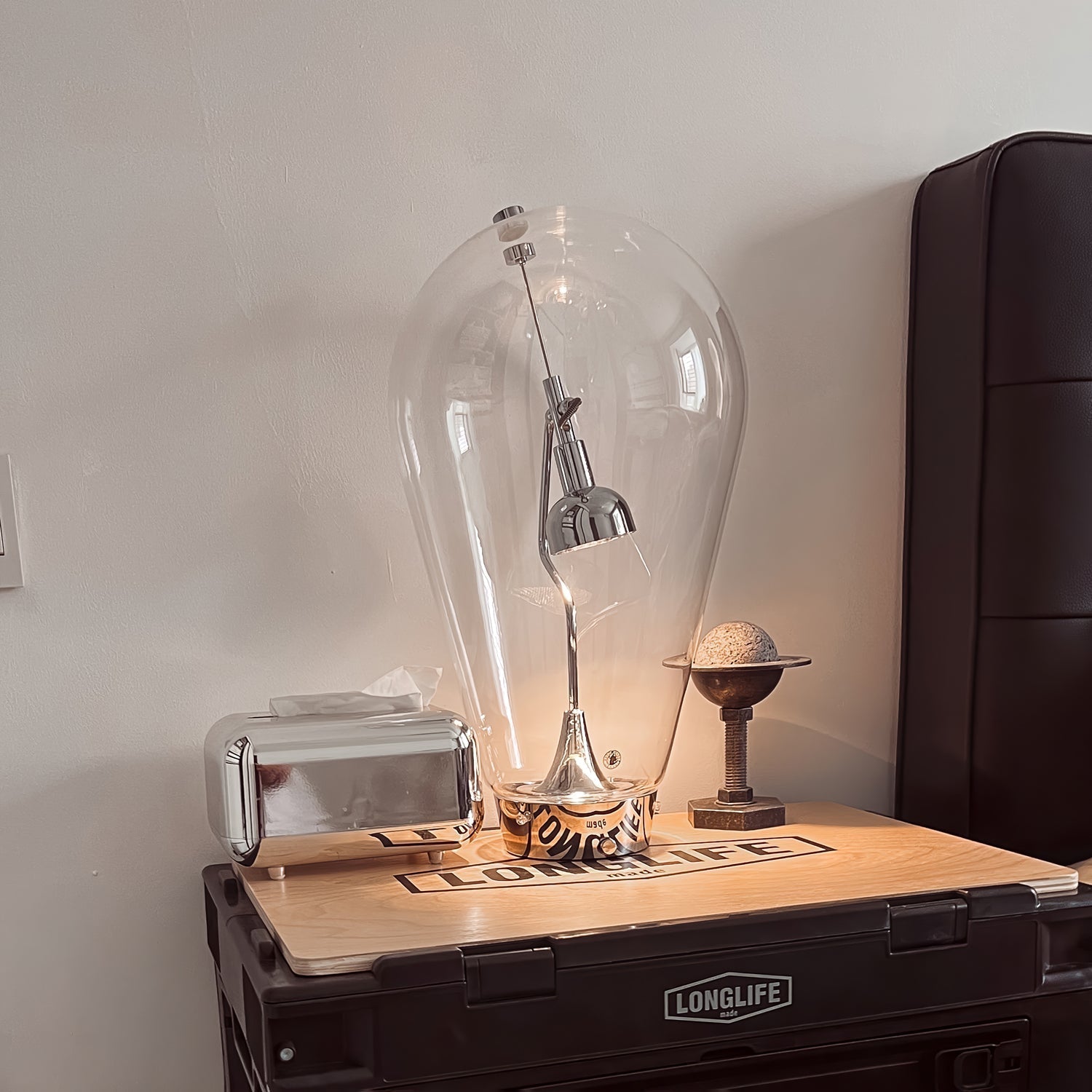 Veroce Glass Industrial Table Lamp-Neutral Decor
