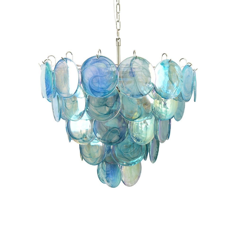 Aurora Chandelier Blue Murano Glass Disc Elegant-Neutral Decor