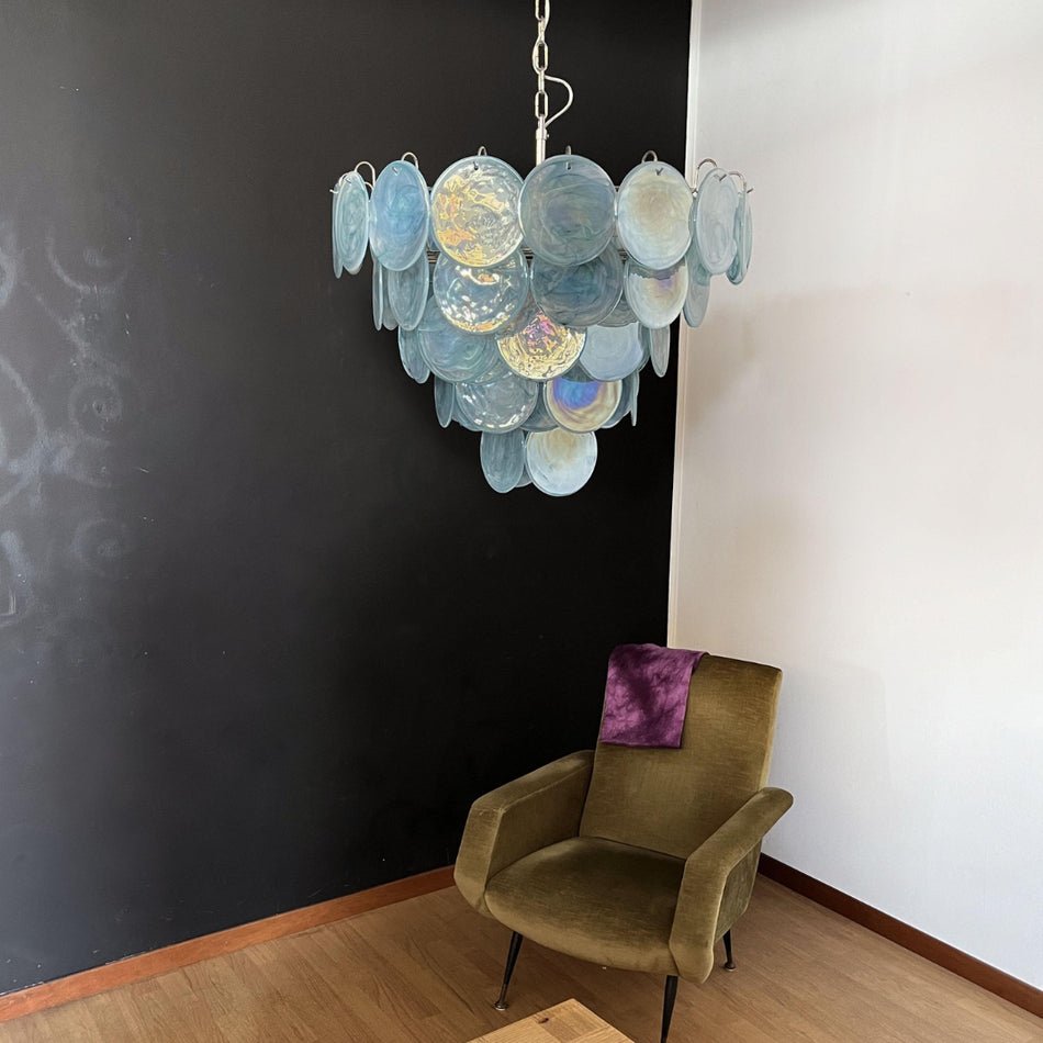 Aurora Chandelier Blue Murano Glass Disc Elegant-Neutral Decor