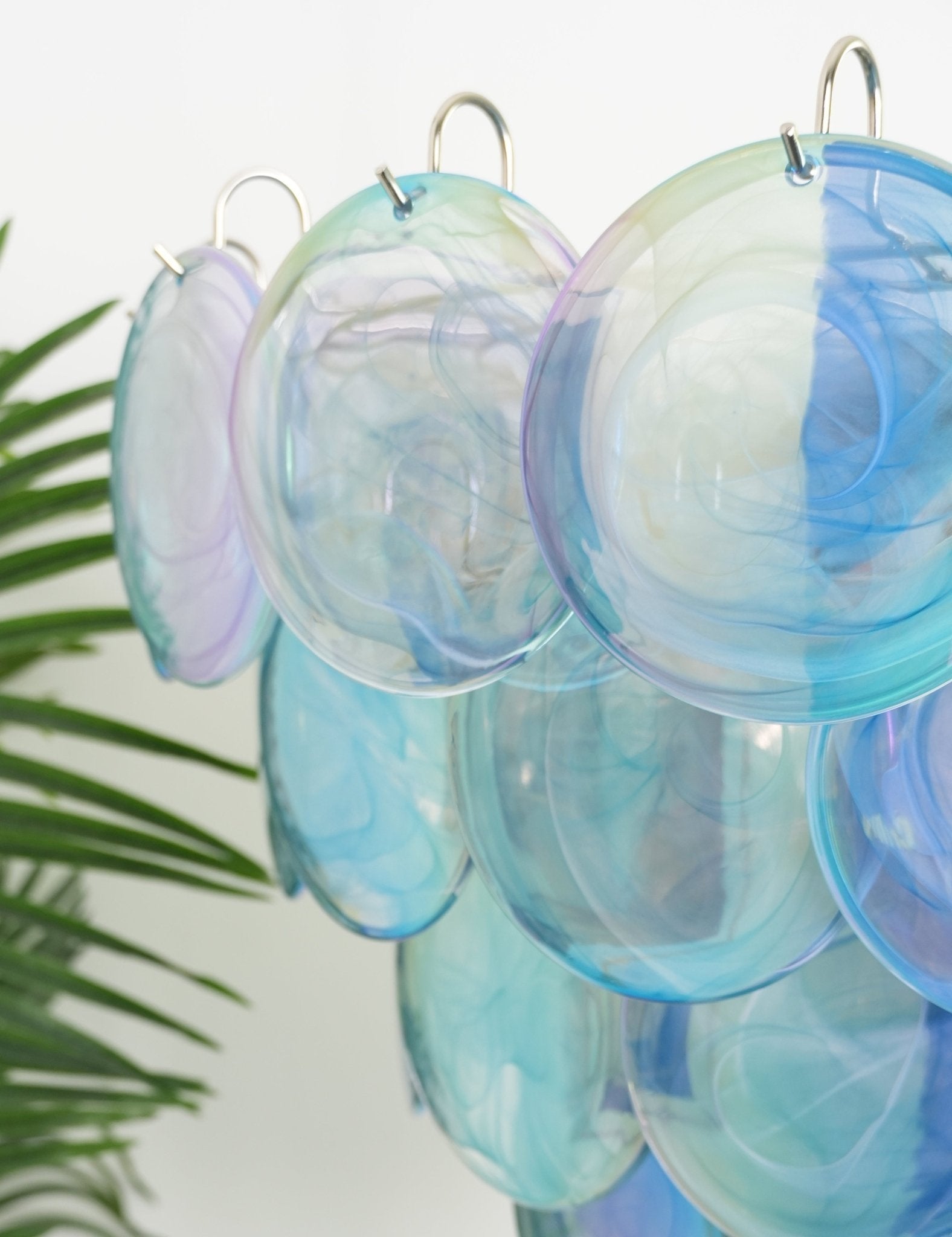 Aurora Chandelier Blue Murano Glass Disc Elegant-Neutral Decor