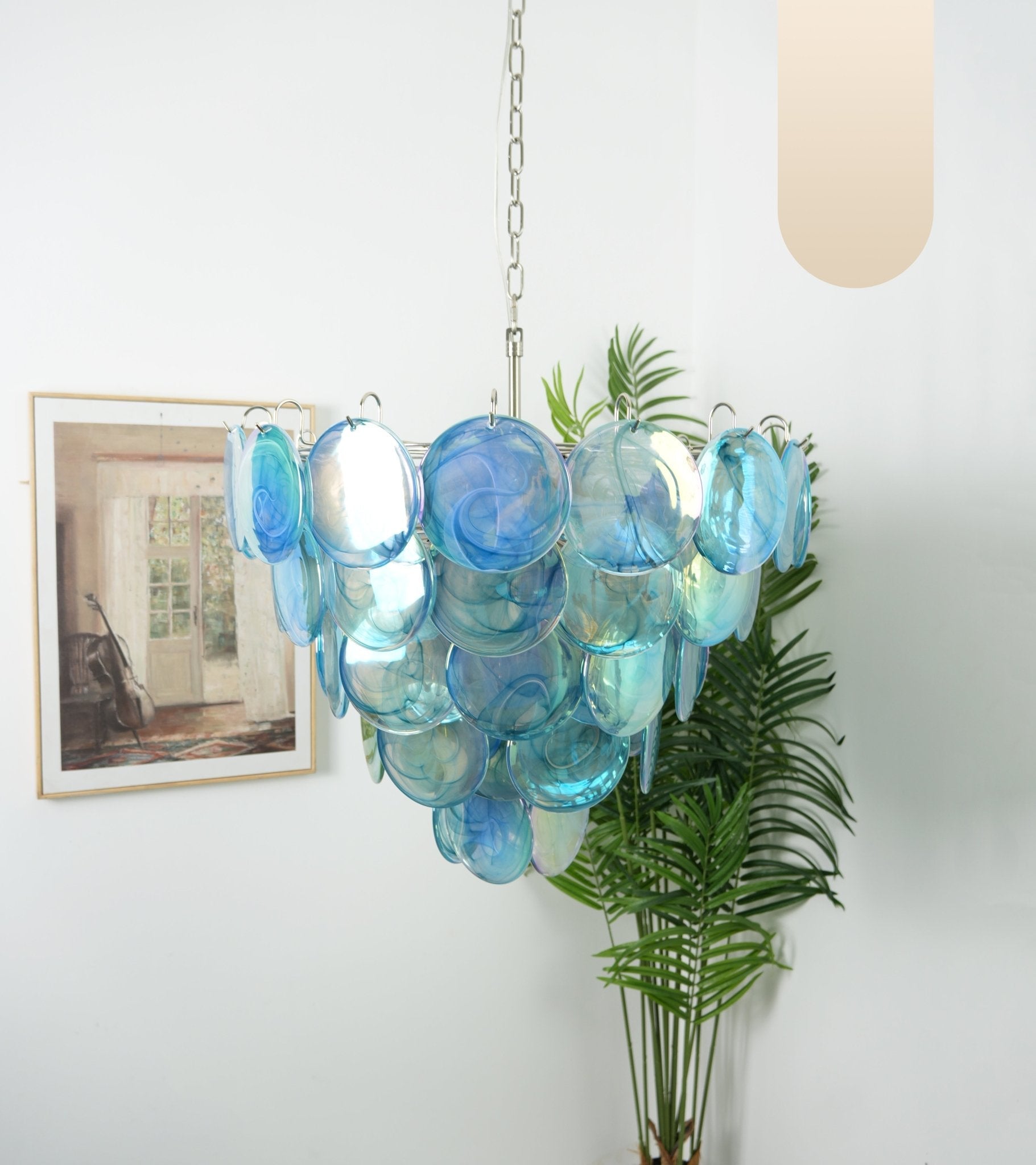 Aurora Chandelier Blue Murano Glass Disc Elegant-Neutral Decor