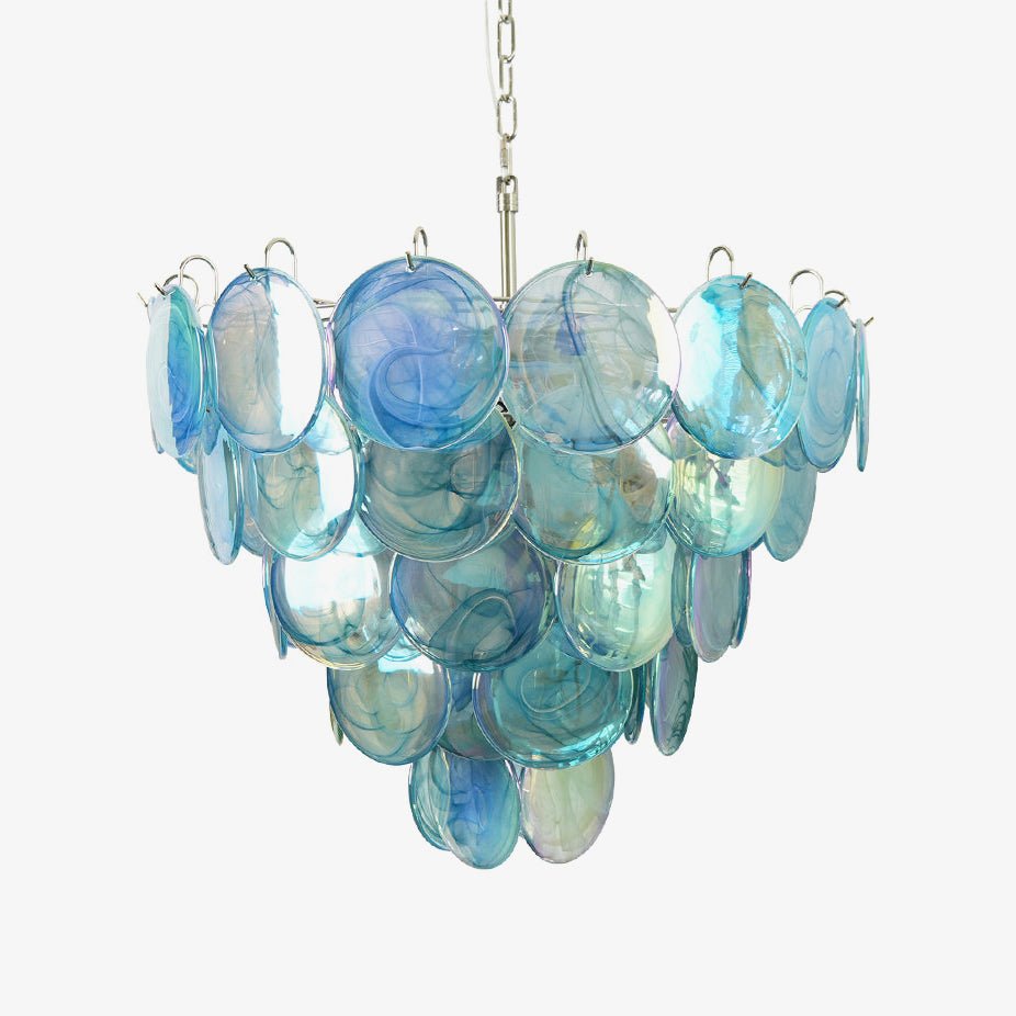 Aurora Chandelier Blue Murano Glass Disc Elegant-Neutral Decor