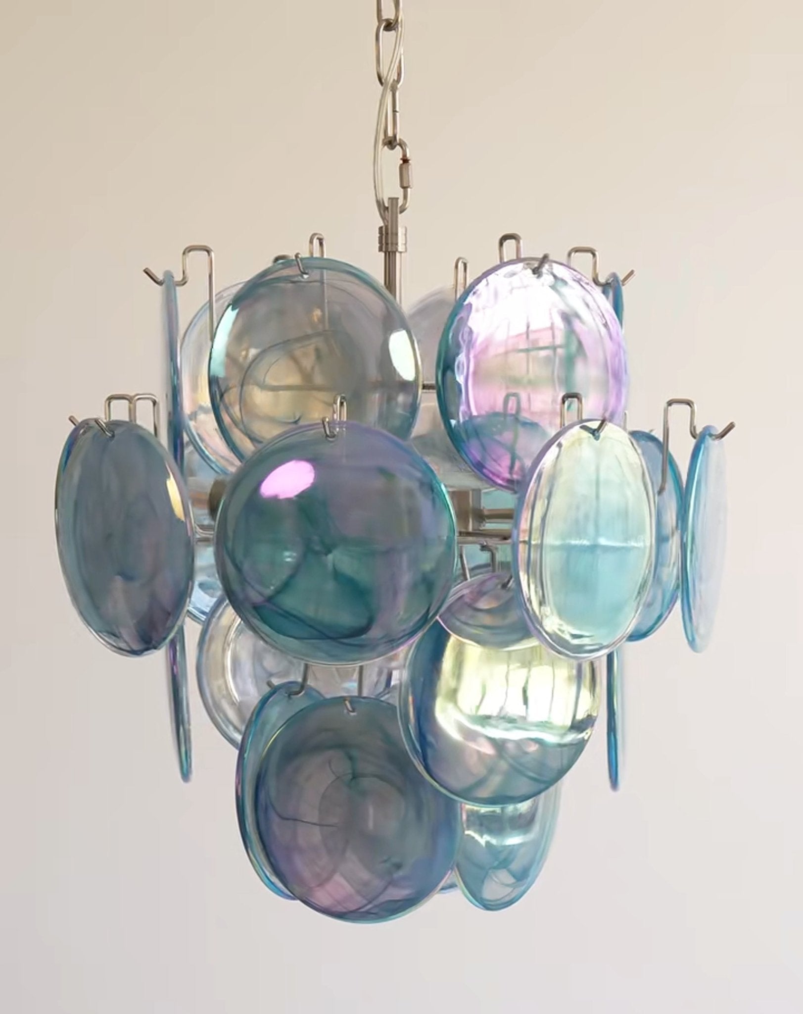 Aurora Chandelier Blue Murano Glass Disc Vintage-Neutral Decor