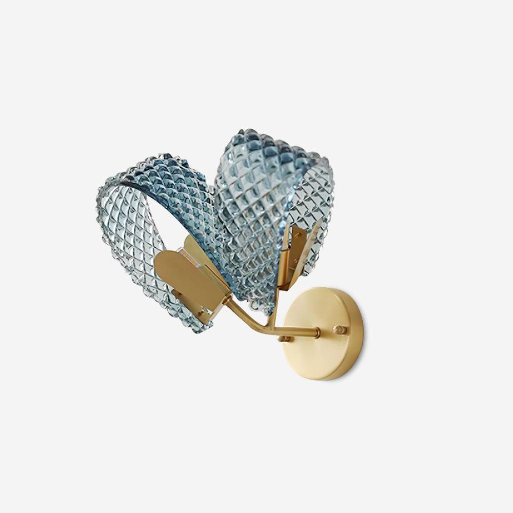 Wall Lamp Blue Ribbed Glass Ribbons Brass