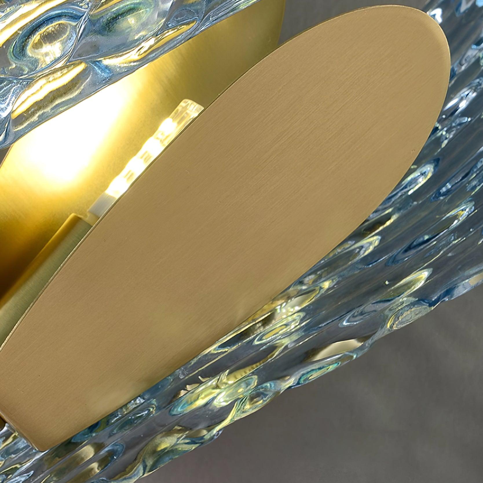 Wall Lamp Blue Ribbed Glass Ribbons Brass