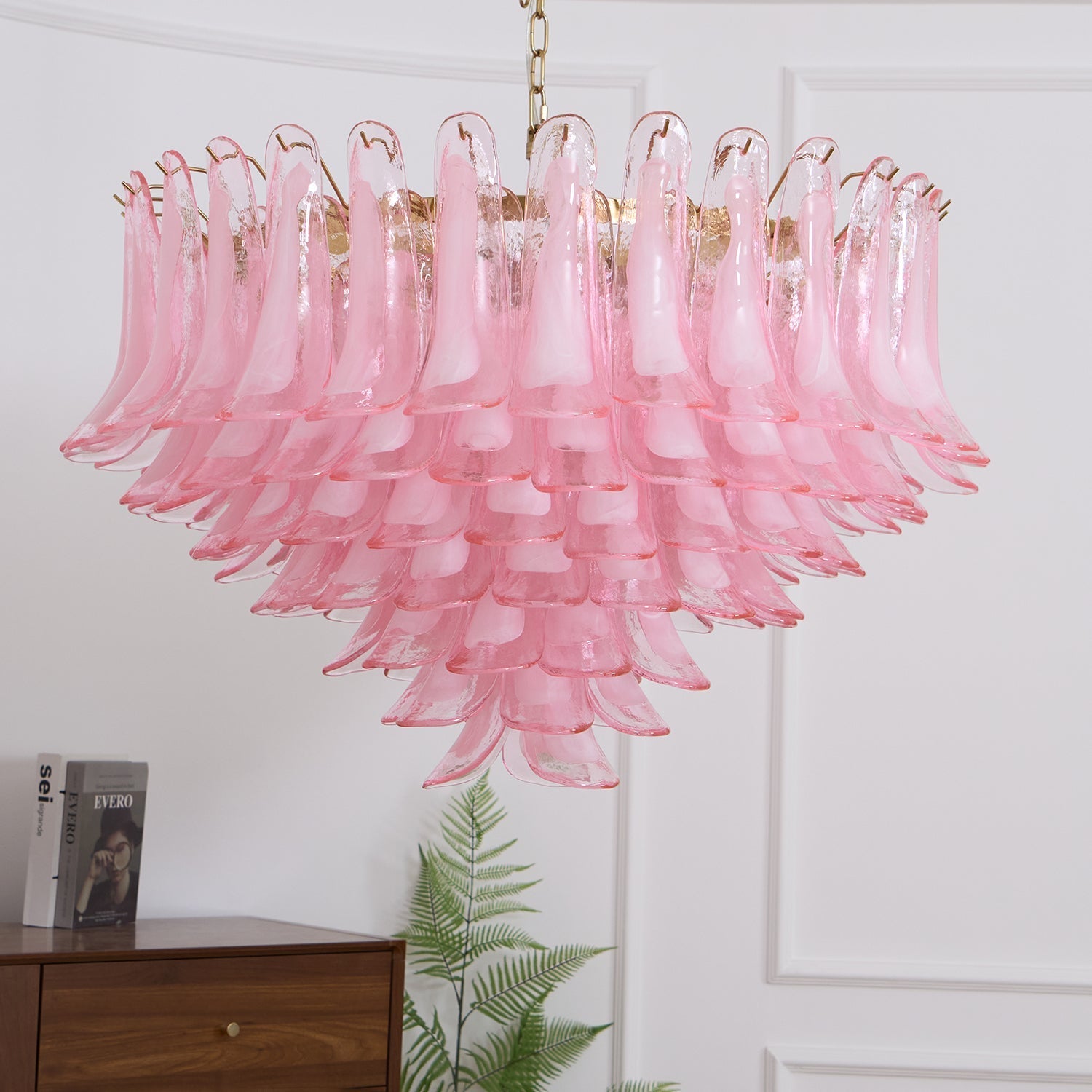 Aurora Chandelier Blush Pink Murano Glass Petals Elegant-Neutral Decor
