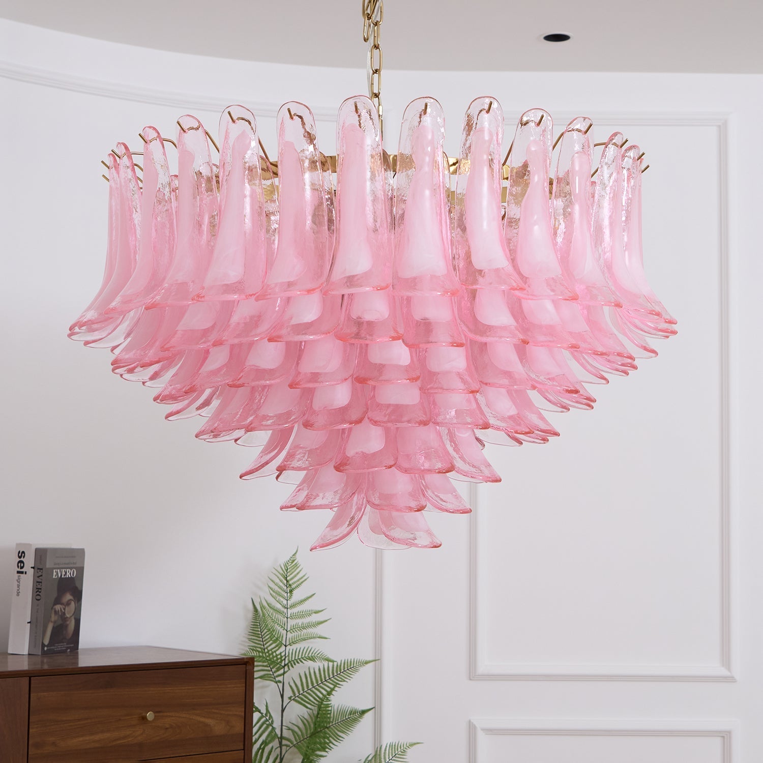 Aurora Chandelier Blush Pink Murano Glass Petals Elegant-Neutral Decor
