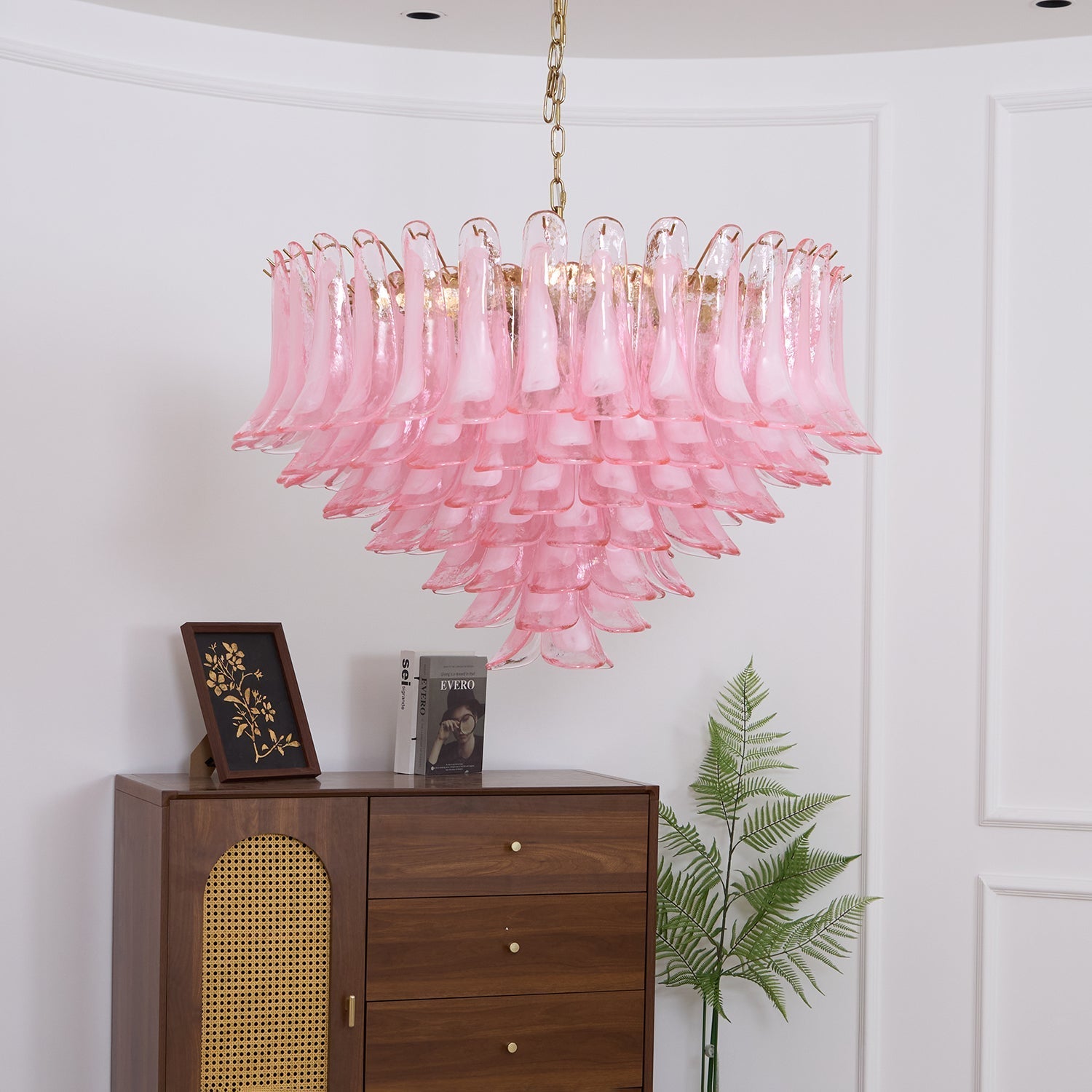 Aurora Chandelier Blush Pink Murano Glass Petals Elegant-Neutral Decor