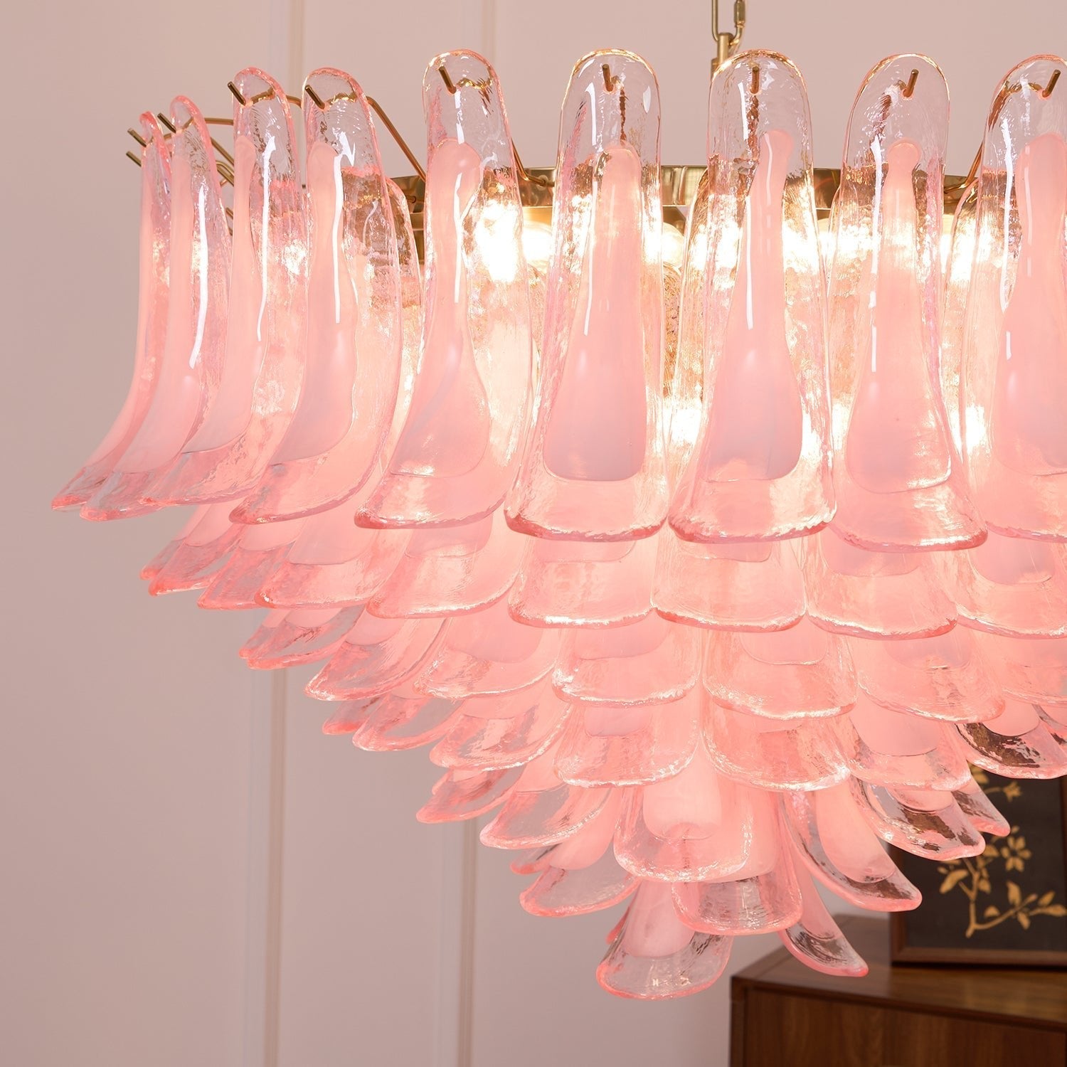 Aurora Chandelier Blush Pink Murano Glass Petals Elegant-Neutral Decor