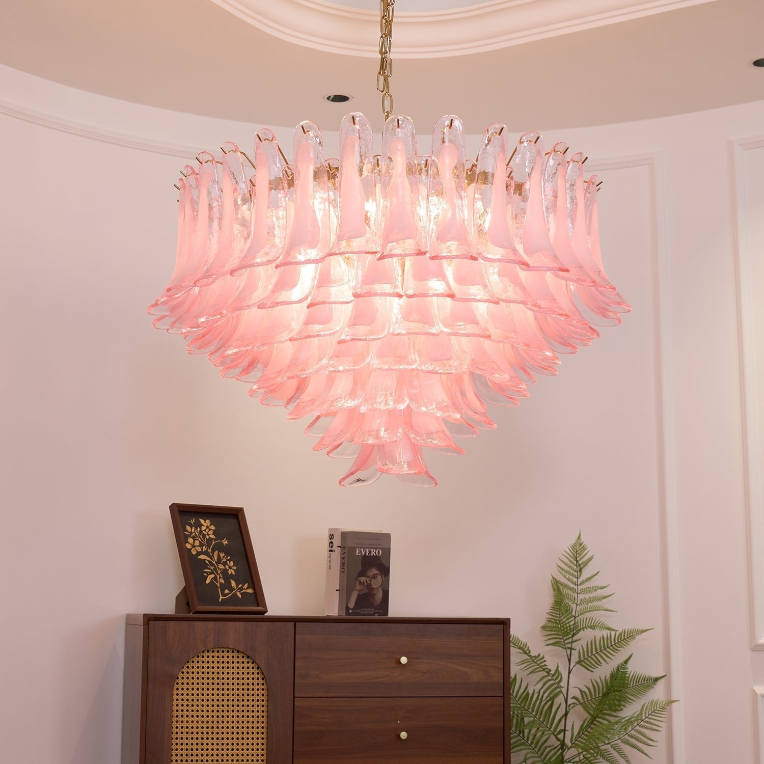Aurora Chandelier Blush Pink Murano Glass Petals Elegant-Neutral Decor