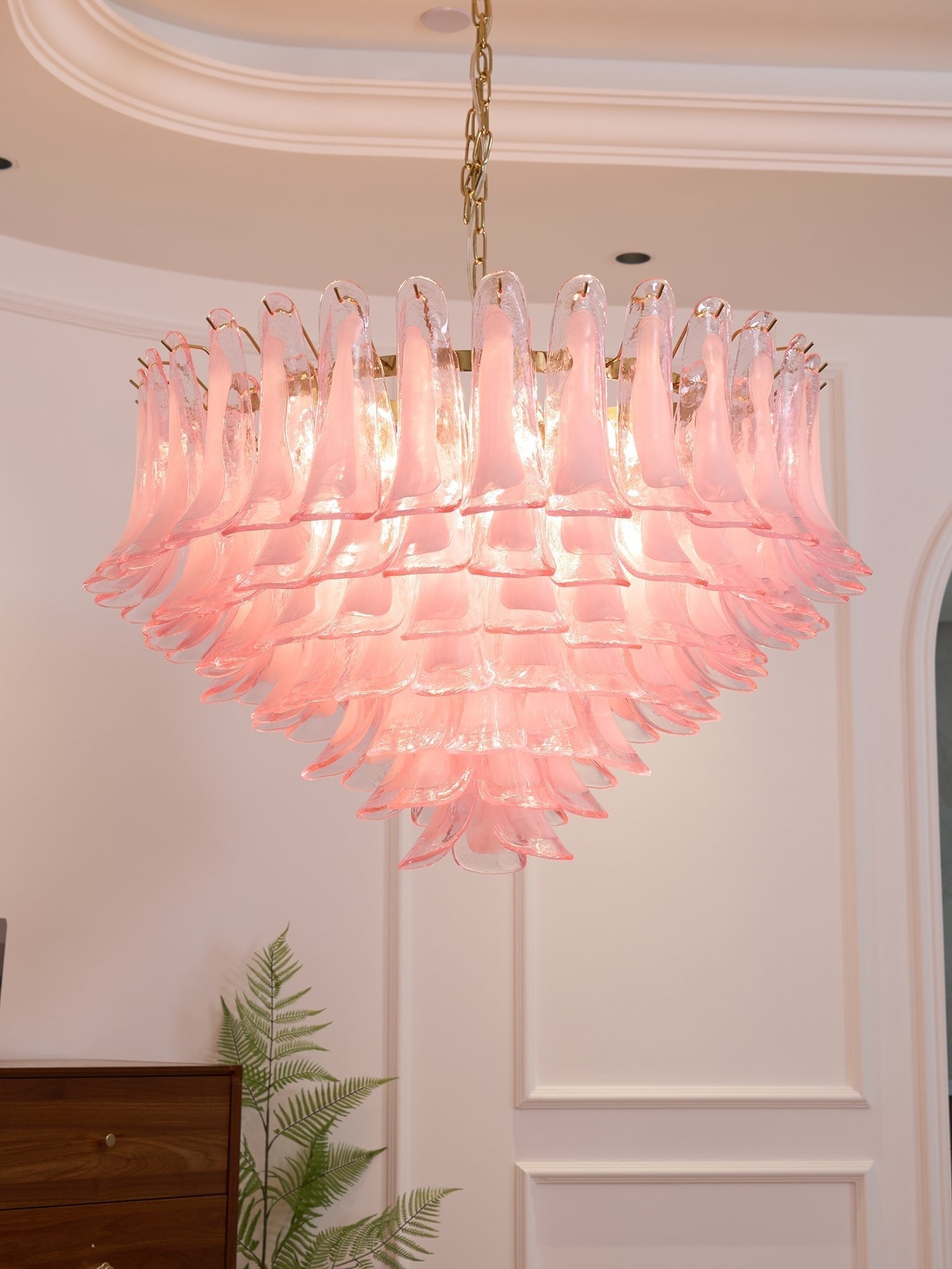 Aurora Chandelier Blush Pink Murano Glass Petals Elegant-Neutral Decor