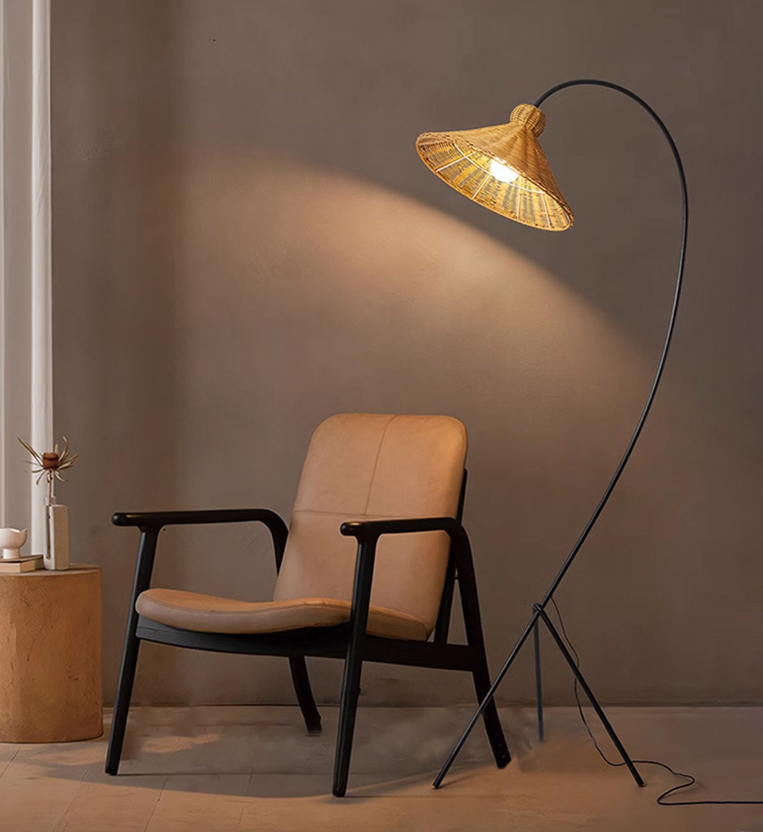 Top-down view of the Boa Rattan Floor Lamp's lampshade.