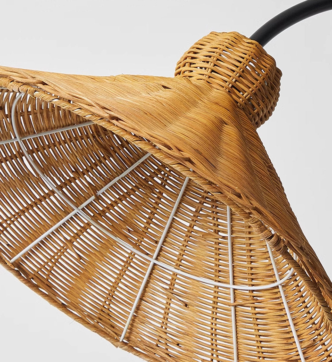 Full view of the Boa Rattan Floor Lamp on a white background.