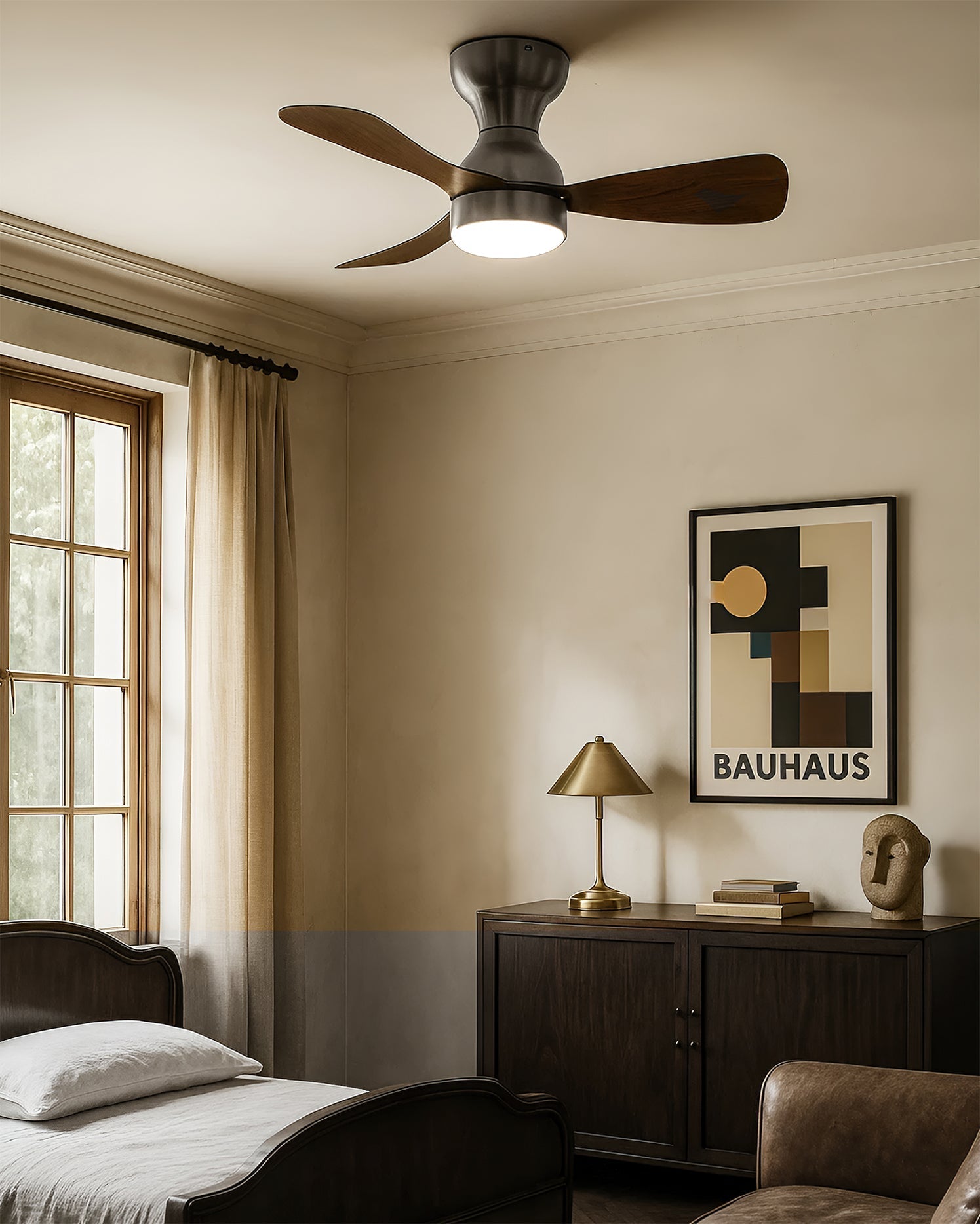 Bobe Ceiling Fan Light in white finish against a white ceiling.