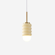 Pendant Light Ribbed Ceramic  Brass Midcentury