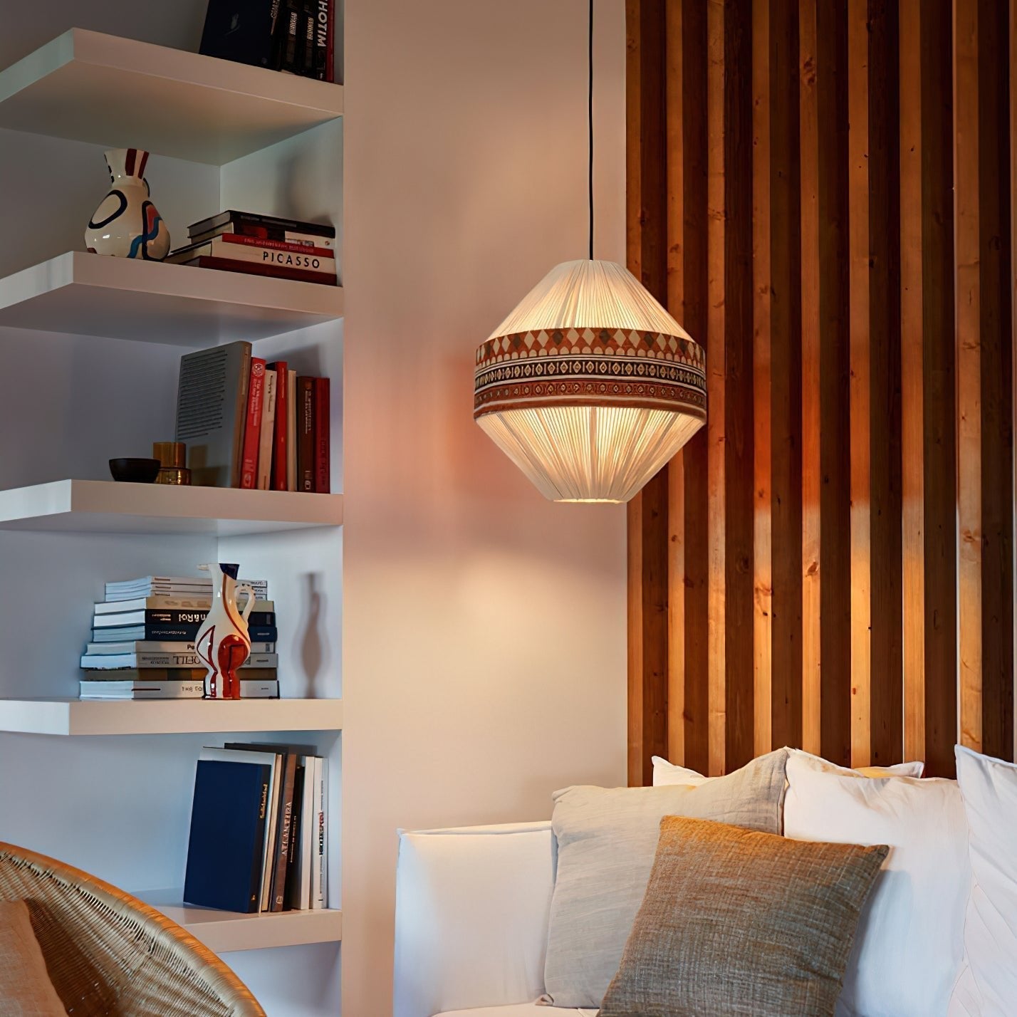 Calyce Fabric Cozy Pendant Lamp-Neutral Decor