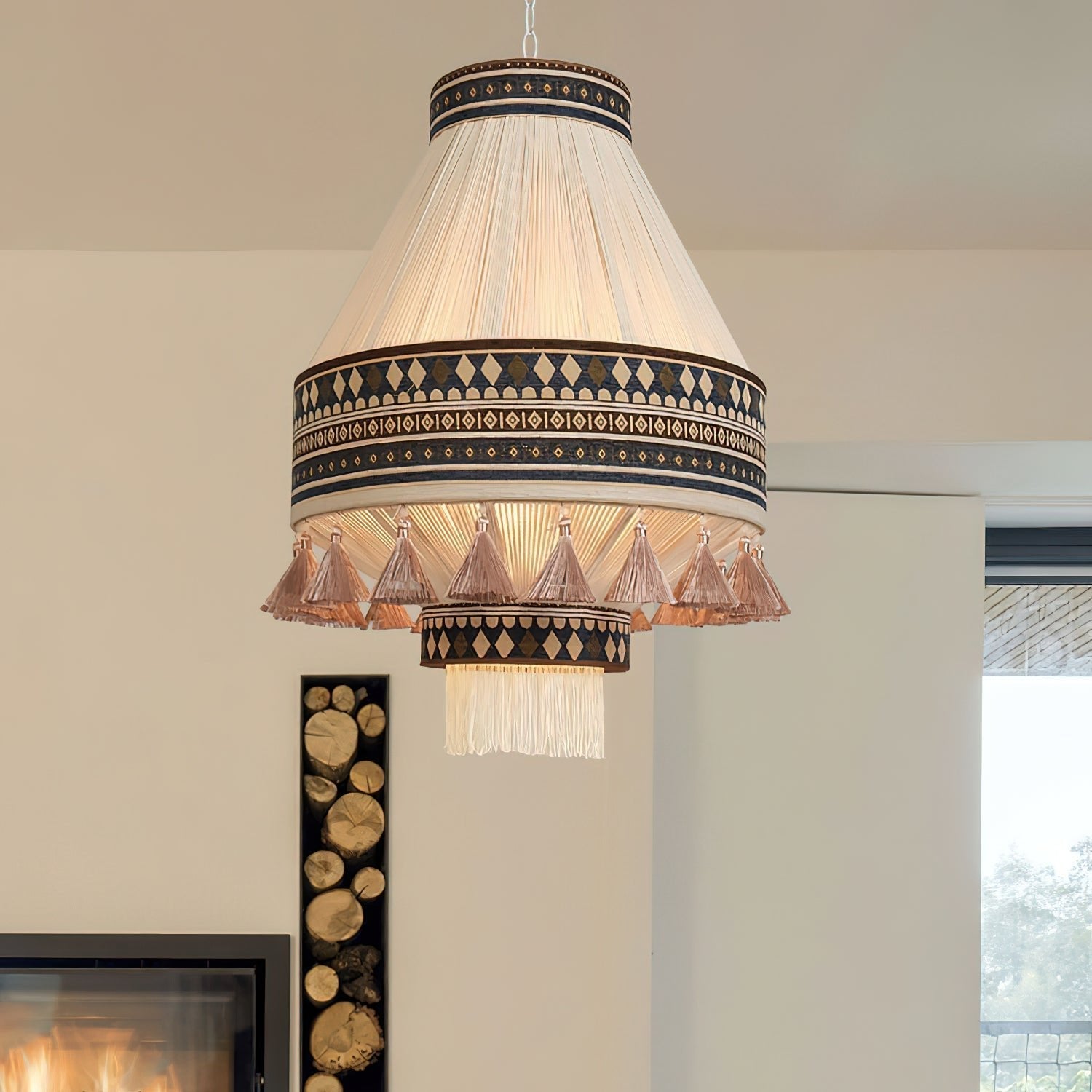 Calyce Fabric Cozy Pendant Lamp-Neutral Decor