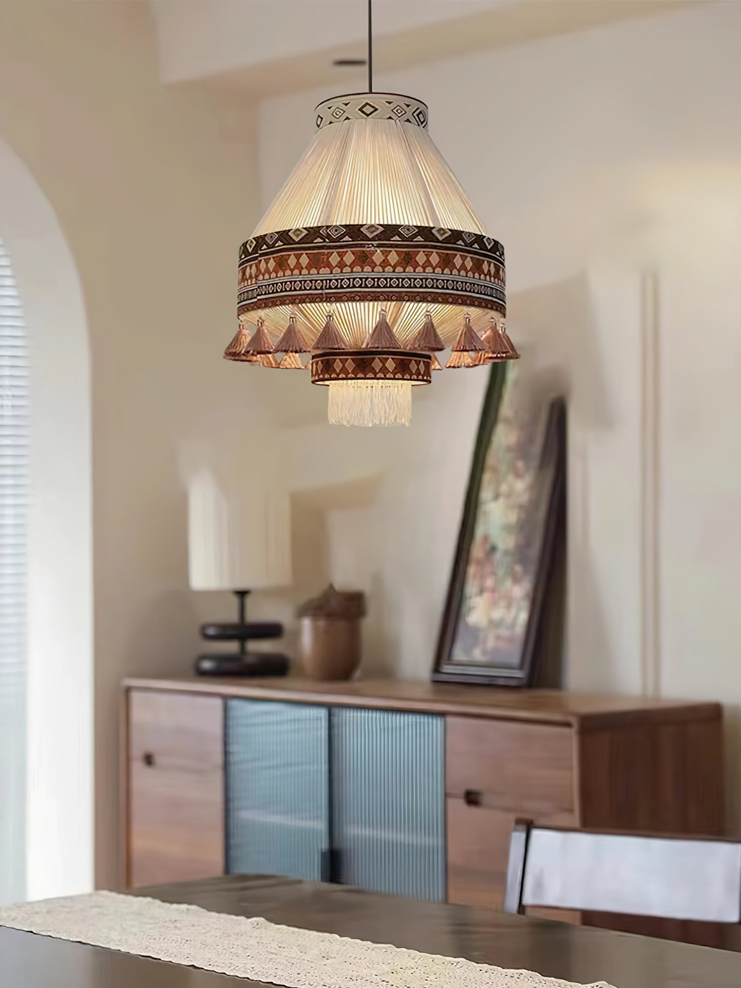 Calyce Fabric Cozy Pendant Lamp-Neutral Decor