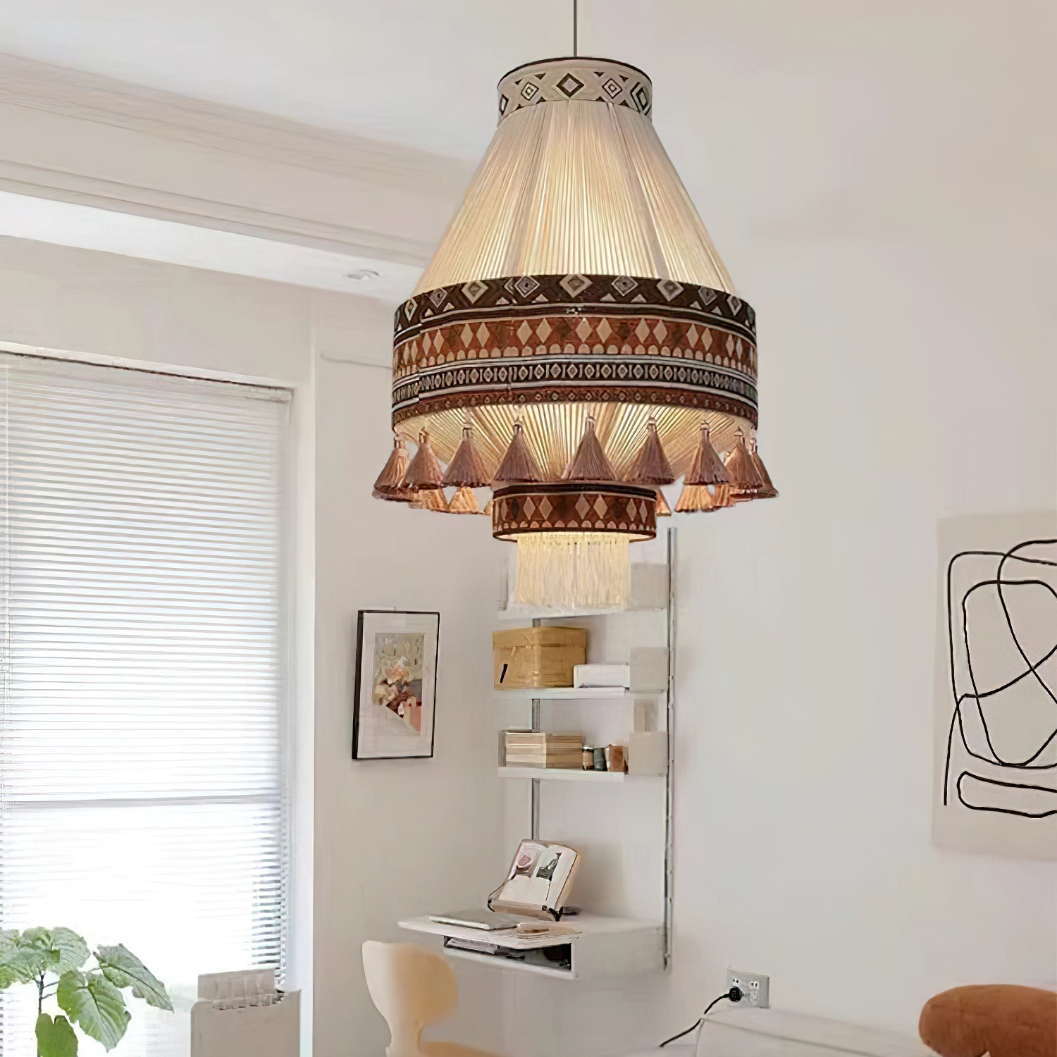 Calyce Fabric Cozy Pendant Lamp-Neutral Decor